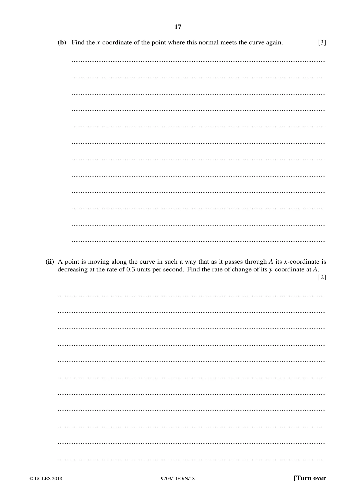 Cambridge A Level Mathematics 9709 2018 Oct/Nov Paper 1 · Variant 1 question paper, page 17 of 20