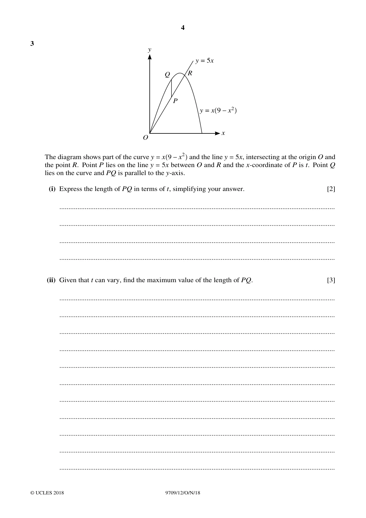 Cambridge A Level Mathematics 9709 2018 Oct/Nov Paper 1 · Variant 2 question paper, page 4 of 20