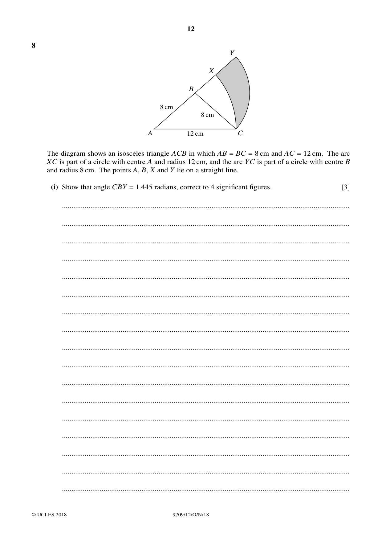 Cambridge A Level Mathematics 9709 2018 Oct/Nov Paper 1 · Variant 2 question paper, page 12 of 20