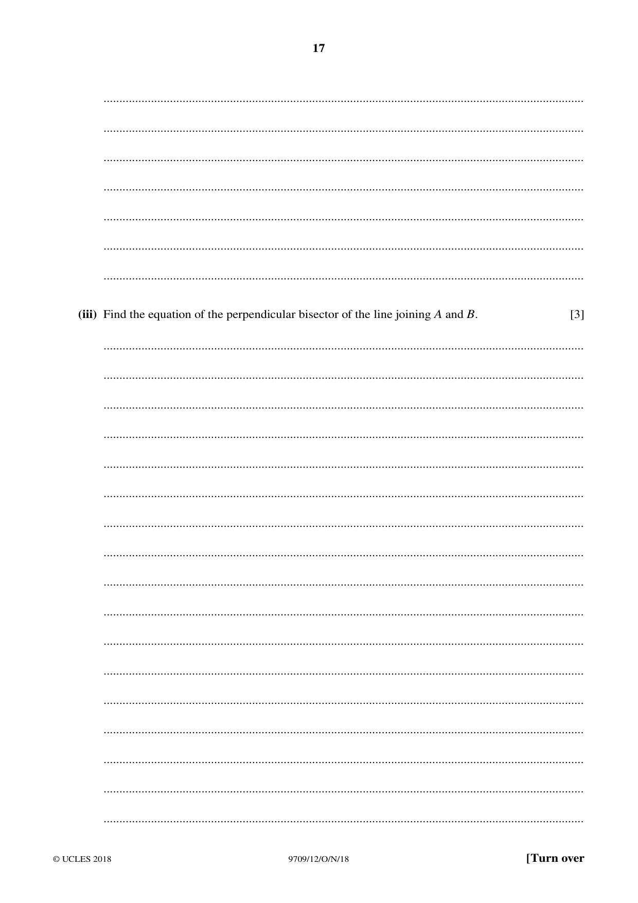 Cambridge A Level Mathematics 9709 2018 Oct/Nov Paper 1 · Variant 2 question paper, page 17 of 20