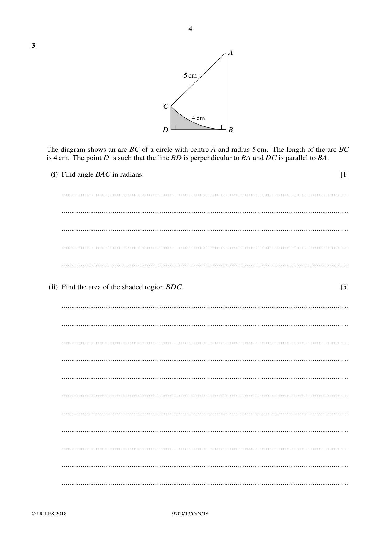 Cambridge A Level Mathematics 9709 2018 Oct/Nov Paper 1 · Variant 3 question paper, page 4 of 20