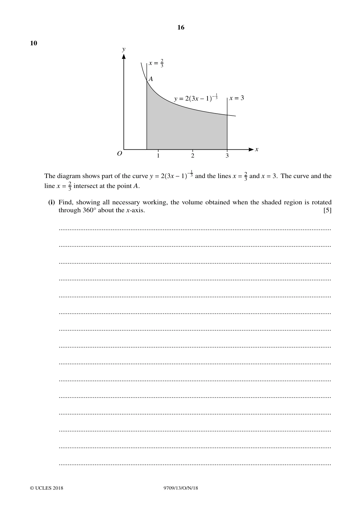 Cambridge A Level Mathematics 9709 2018 Oct/Nov Paper 1 · Variant 3 question paper, page 16 of 20