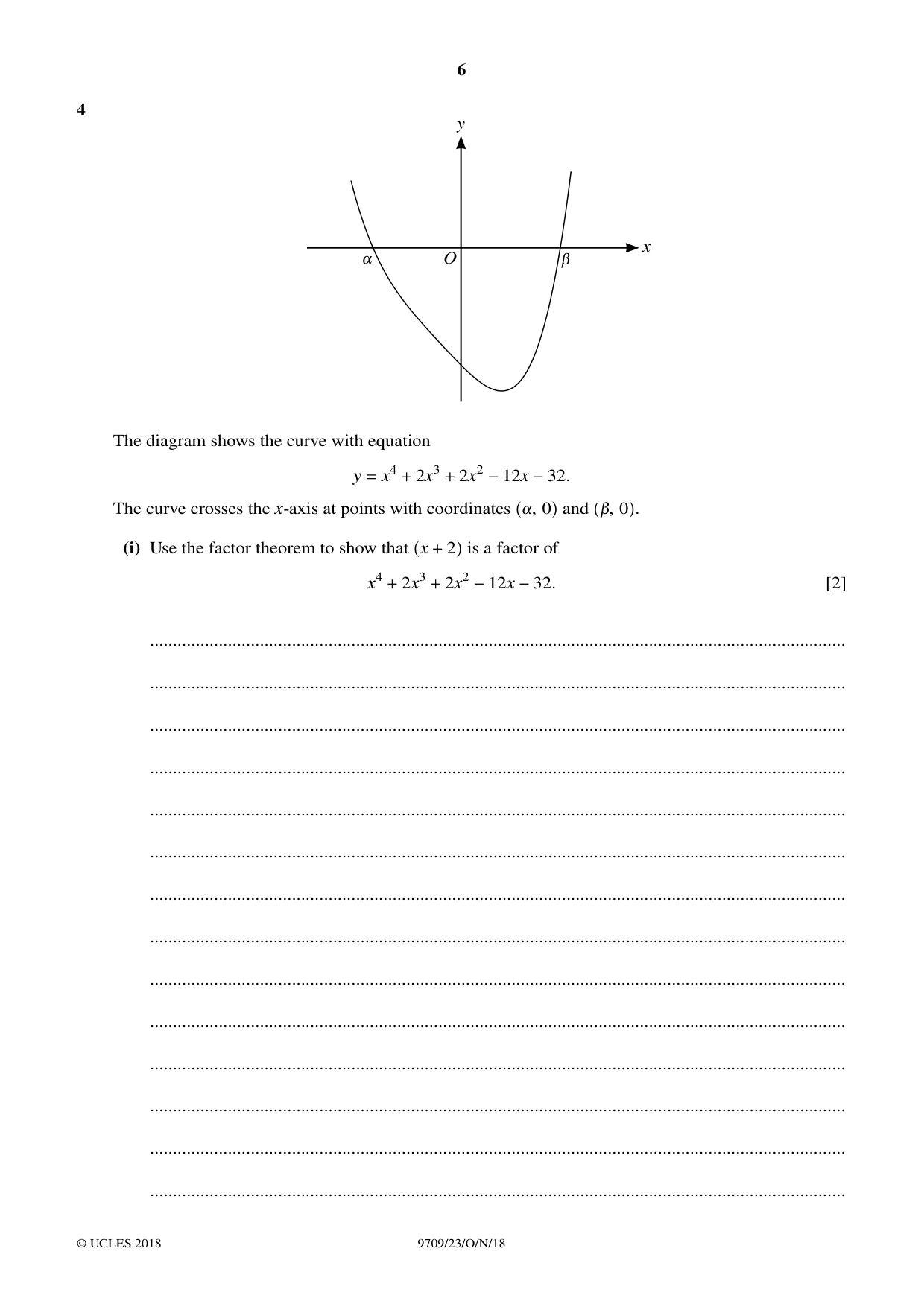 Cambridge A Level Mathematics 9709 2018 Oct/Nov Paper 2 · Variant 3 question paper, page 6 of 16