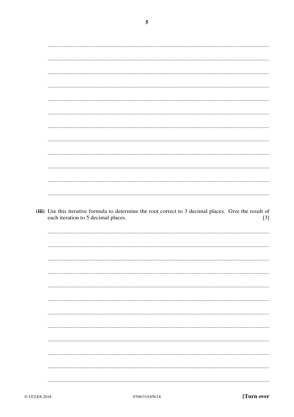 Cambridge A Level Mathematics 9709 2018 Oct/Nov Paper 3 · Variant 1 question paper, page 5 of 20
