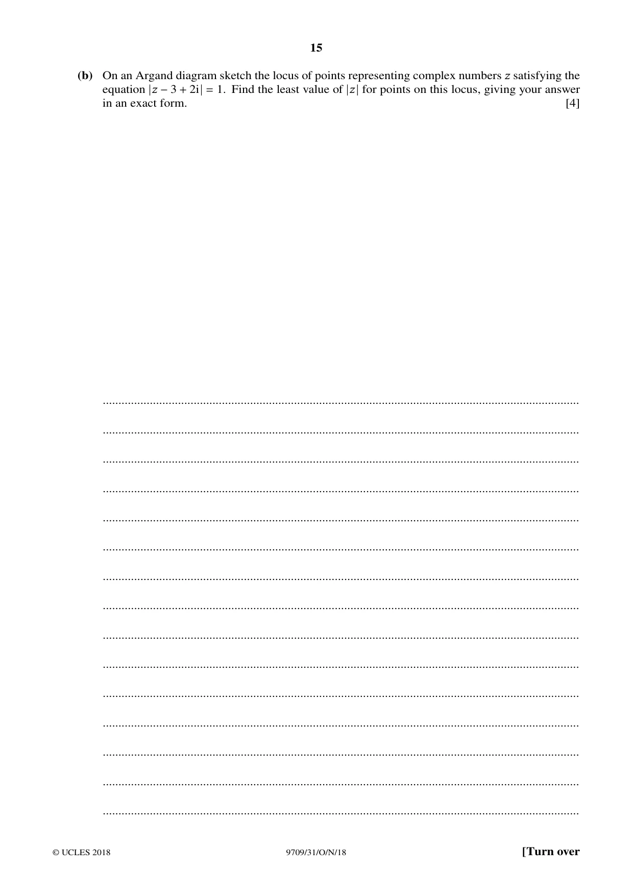 Cambridge A Level Mathematics 9709 2018 Oct/Nov Paper 3 · Variant 1 question paper, page 15 of 20