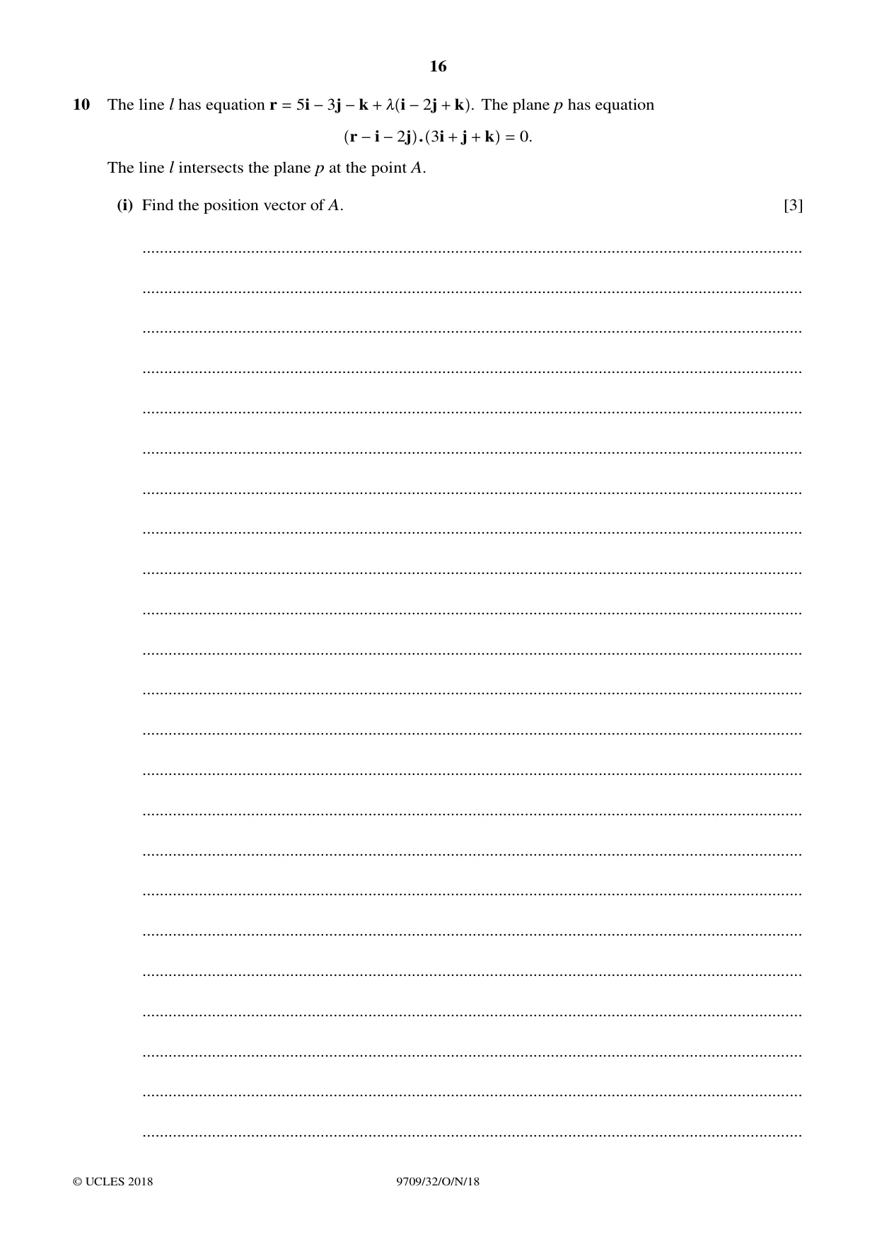 Cambridge A Level Mathematics 9709 2018 Oct/Nov Paper 3 · Variant 2 question paper, page 16 of 20