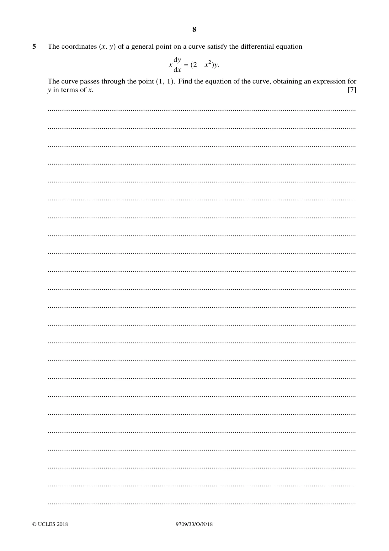 Cambridge A Level Mathematics 9709 2018 Oct/Nov Paper 3 · Variant 3 question paper, page 8 of 20