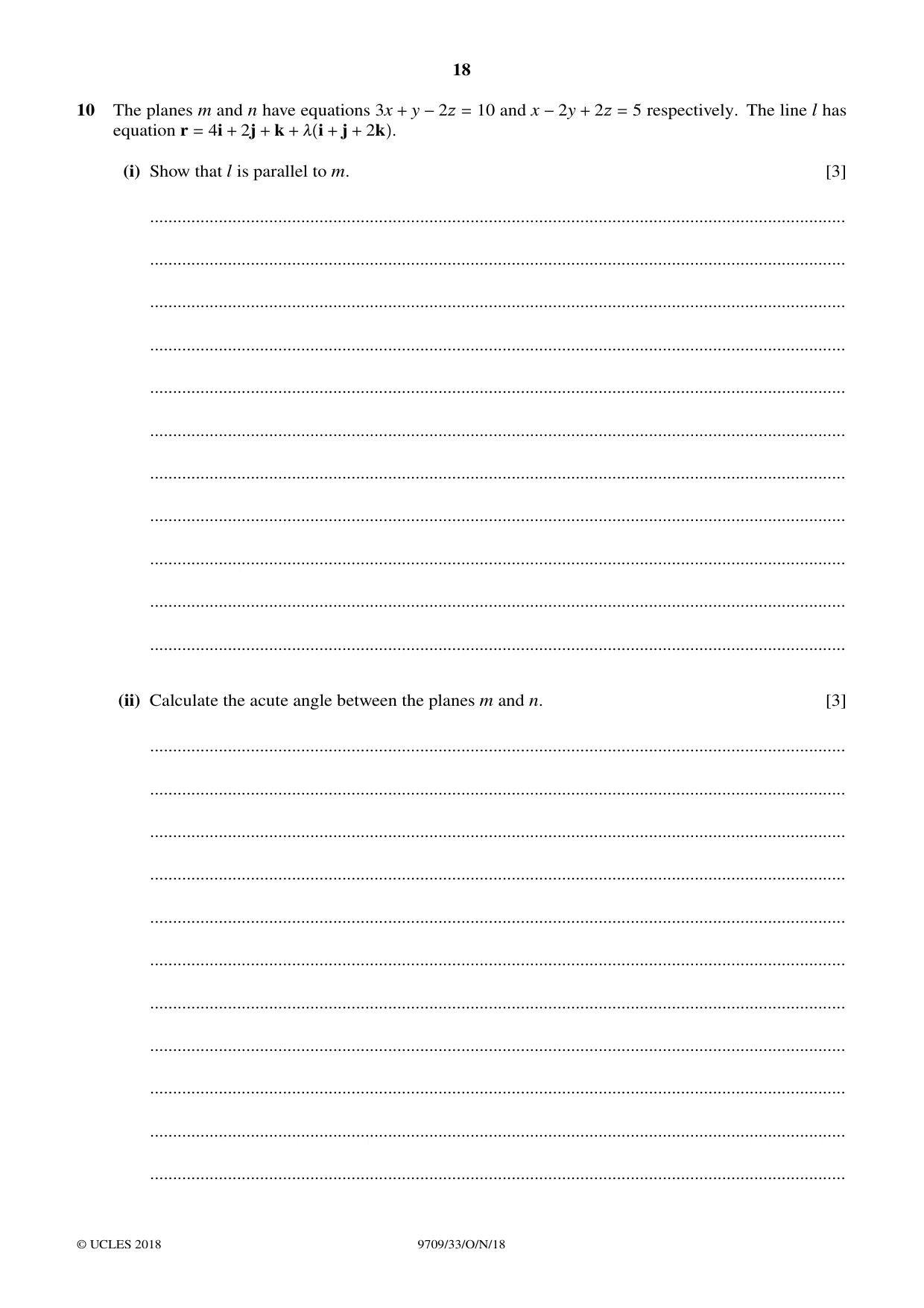 Cambridge A Level Mathematics 9709 2018 Oct/Nov Paper 3 · Variant 3 question paper, page 18 of 20
