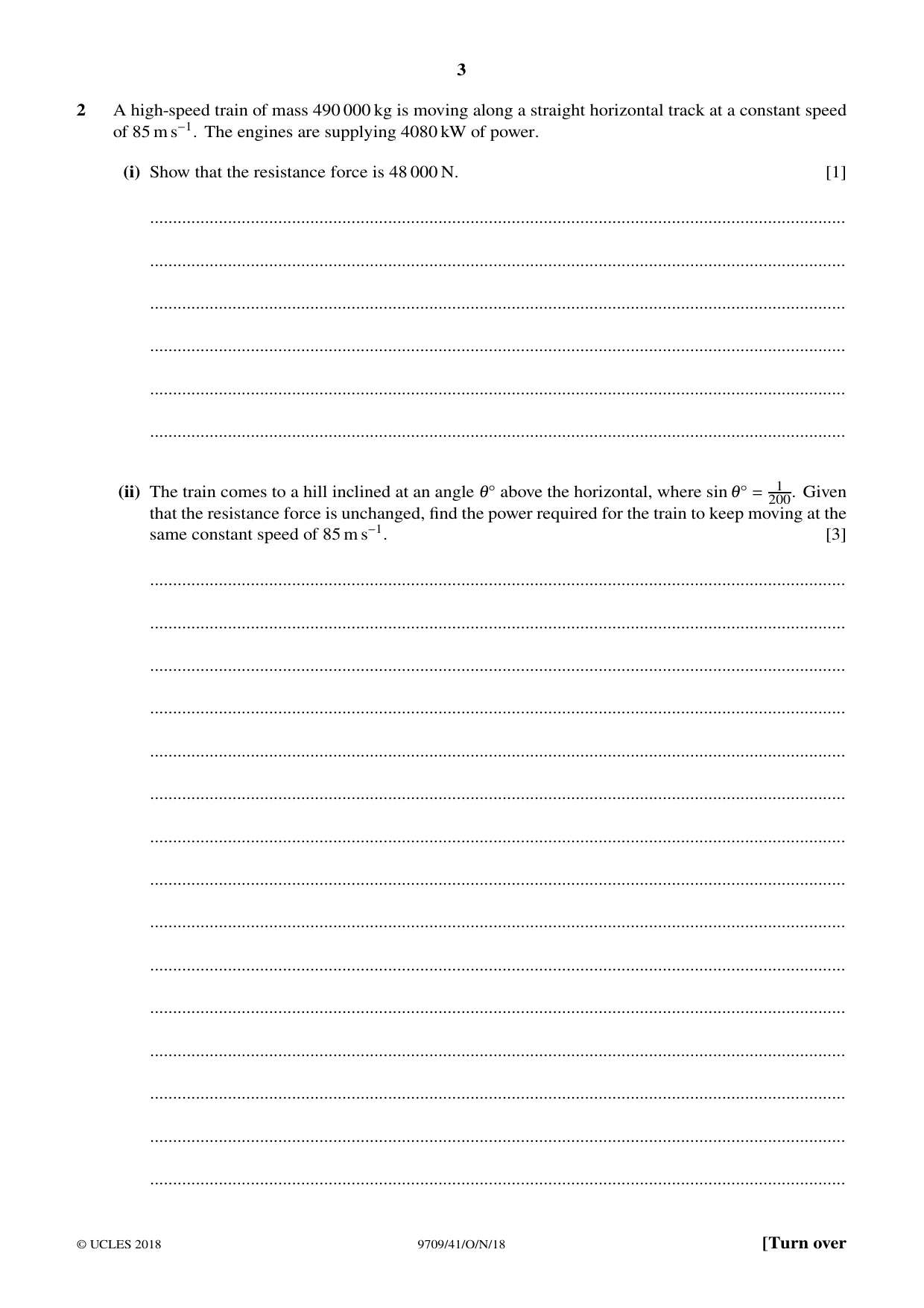 Cambridge A Level Mathematics 9709 2018 Oct/Nov Paper 4 · Variant 1 question paper, page 3 of 12