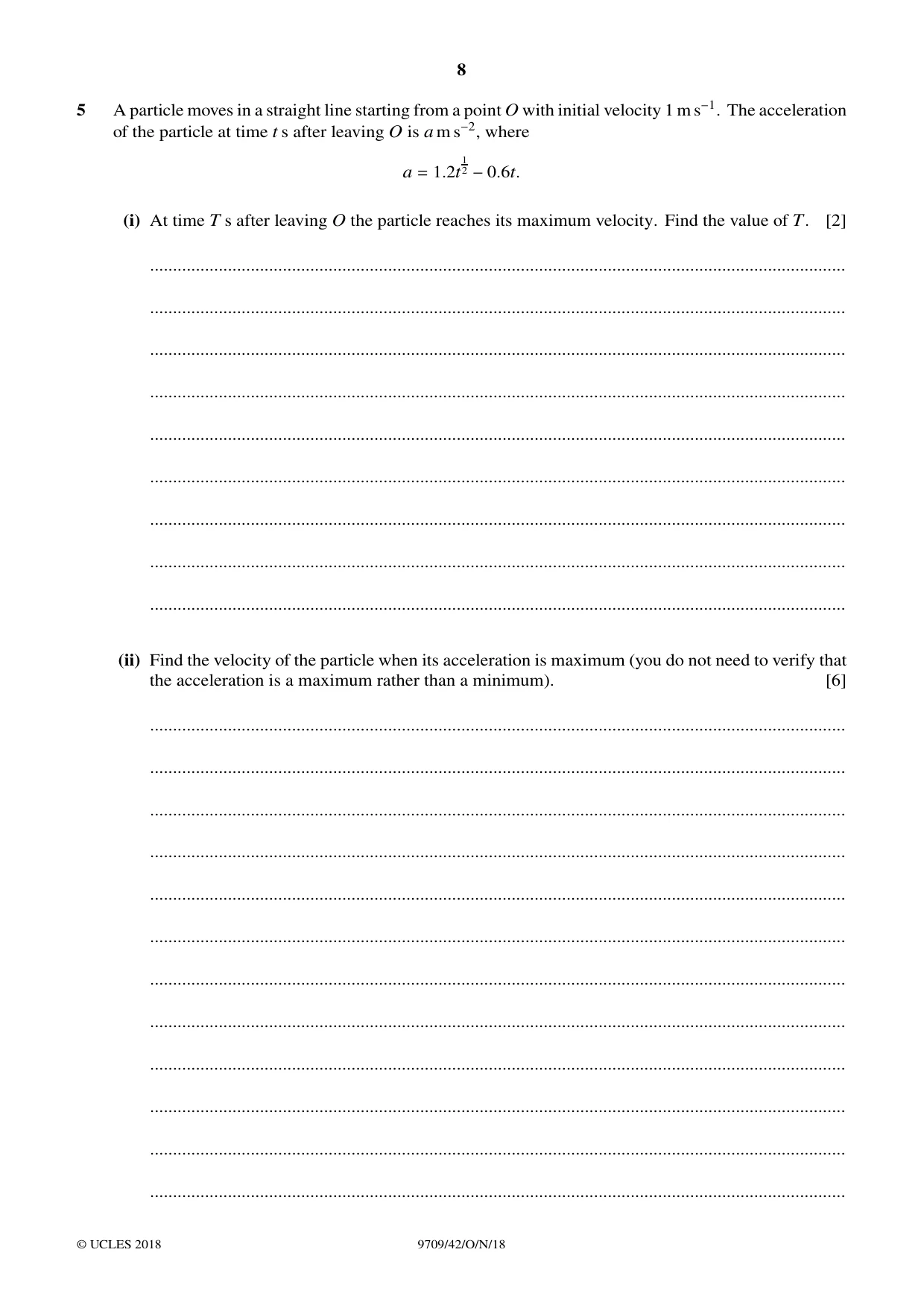 Cambridge A Level Mathematics 9709 2018 Oct/Nov Paper 4 · Variant 2 question paper, page 8 of 16