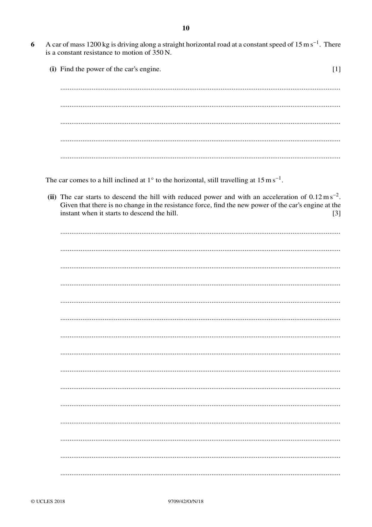 Cambridge A Level Mathematics 9709 2018 Oct/Nov Paper 4 · Variant 2 question paper, page 10 of 16