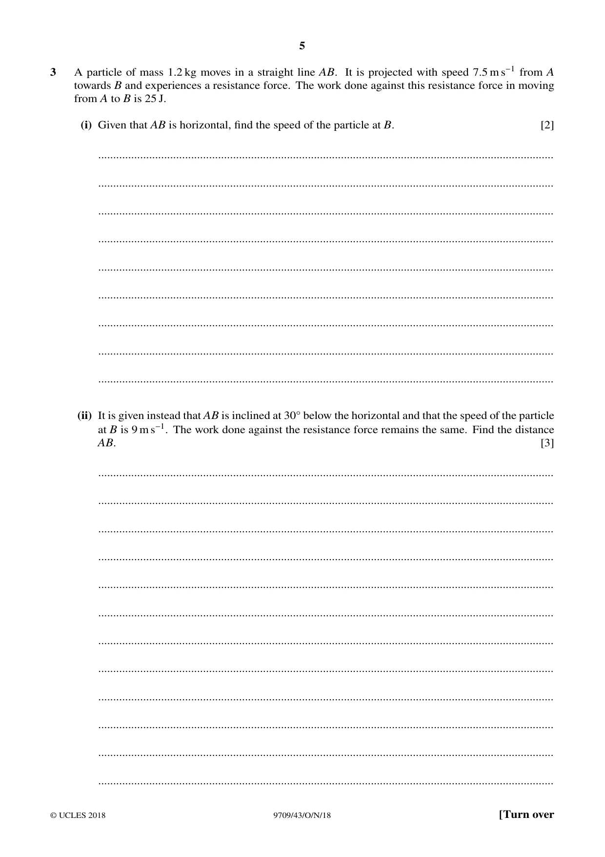 Cambridge A Level Mathematics 9709 2018 Oct/Nov Paper 4 · Variant 3 question paper, page 5 of 16