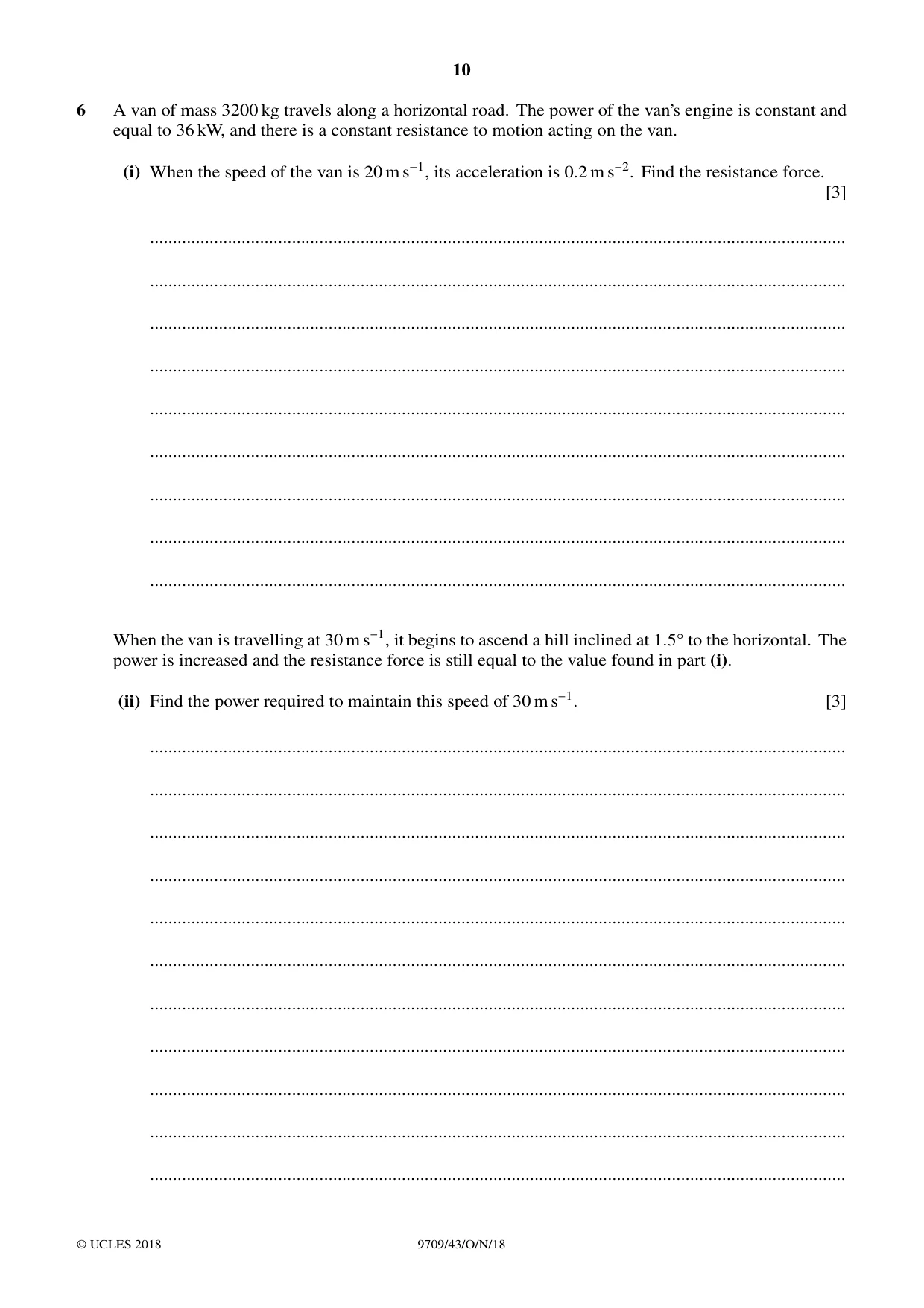 Cambridge A Level Mathematics 9709 2018 Oct/Nov Paper 4 · Variant 3 question paper, page 10 of 16