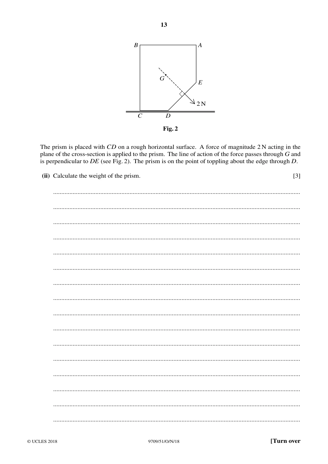 Cambridge A Level Mathematics 9709 2018 Oct/Nov Paper 5 · Variant 1 question paper, page 13 of 16