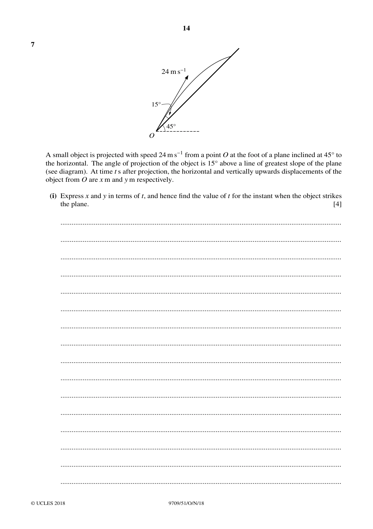 Cambridge A Level Mathematics 9709 2018 Oct/Nov Paper 5 · Variant 1 question paper, page 14 of 16
