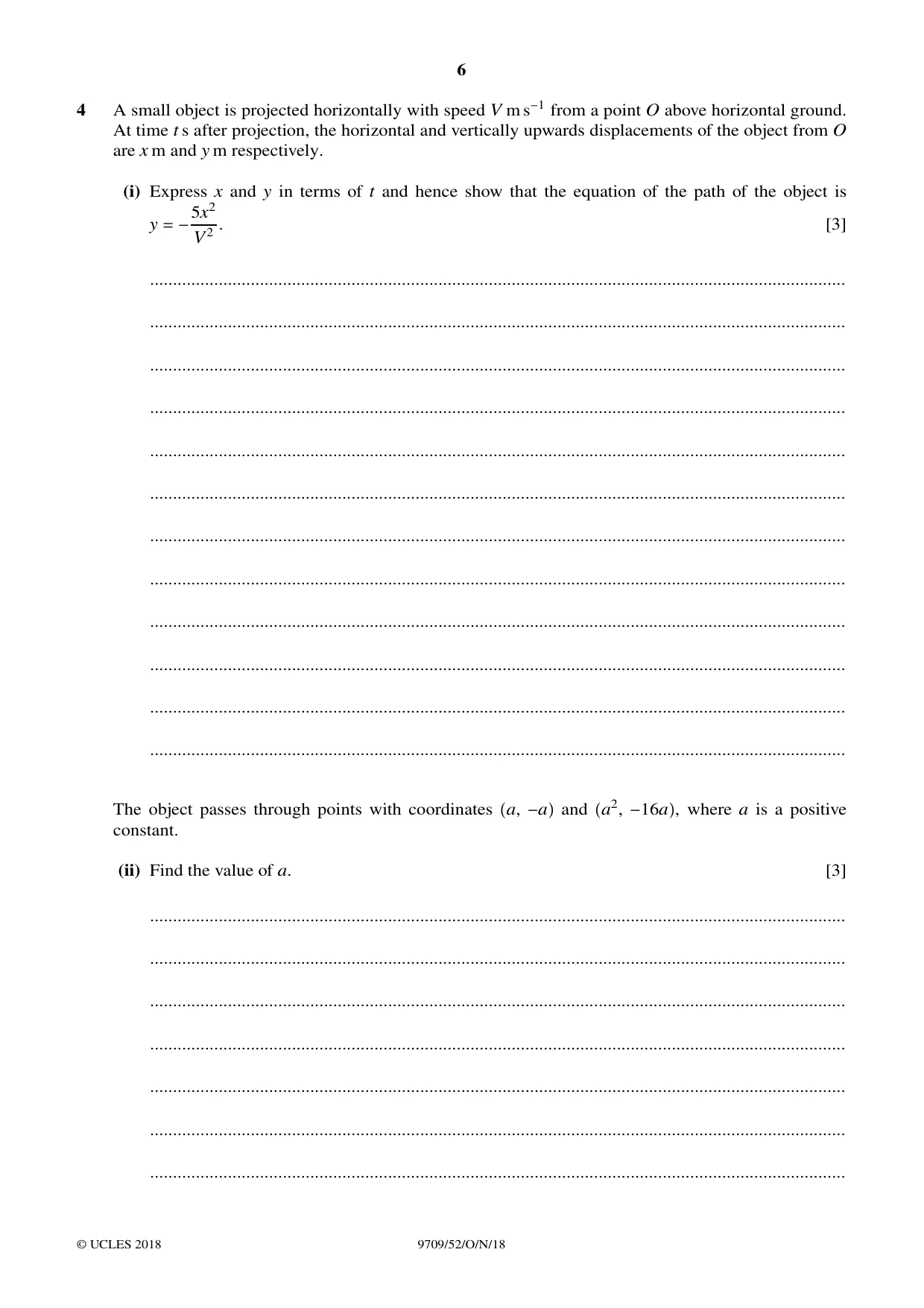 Cambridge A Level Mathematics 9709 2018 Oct/Nov Paper 5 · Variant 2 question paper, page 6 of 16