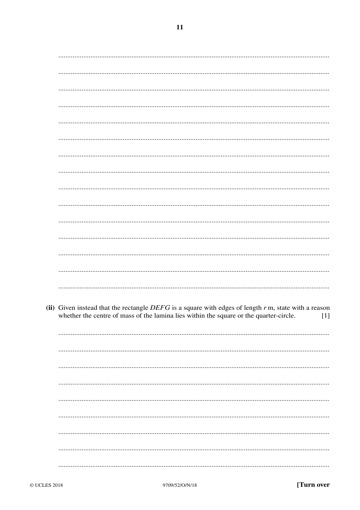 Cambridge A Level Mathematics 9709 2018 Oct/Nov Paper 5 · Variant 2 question paper, page 11 of 16