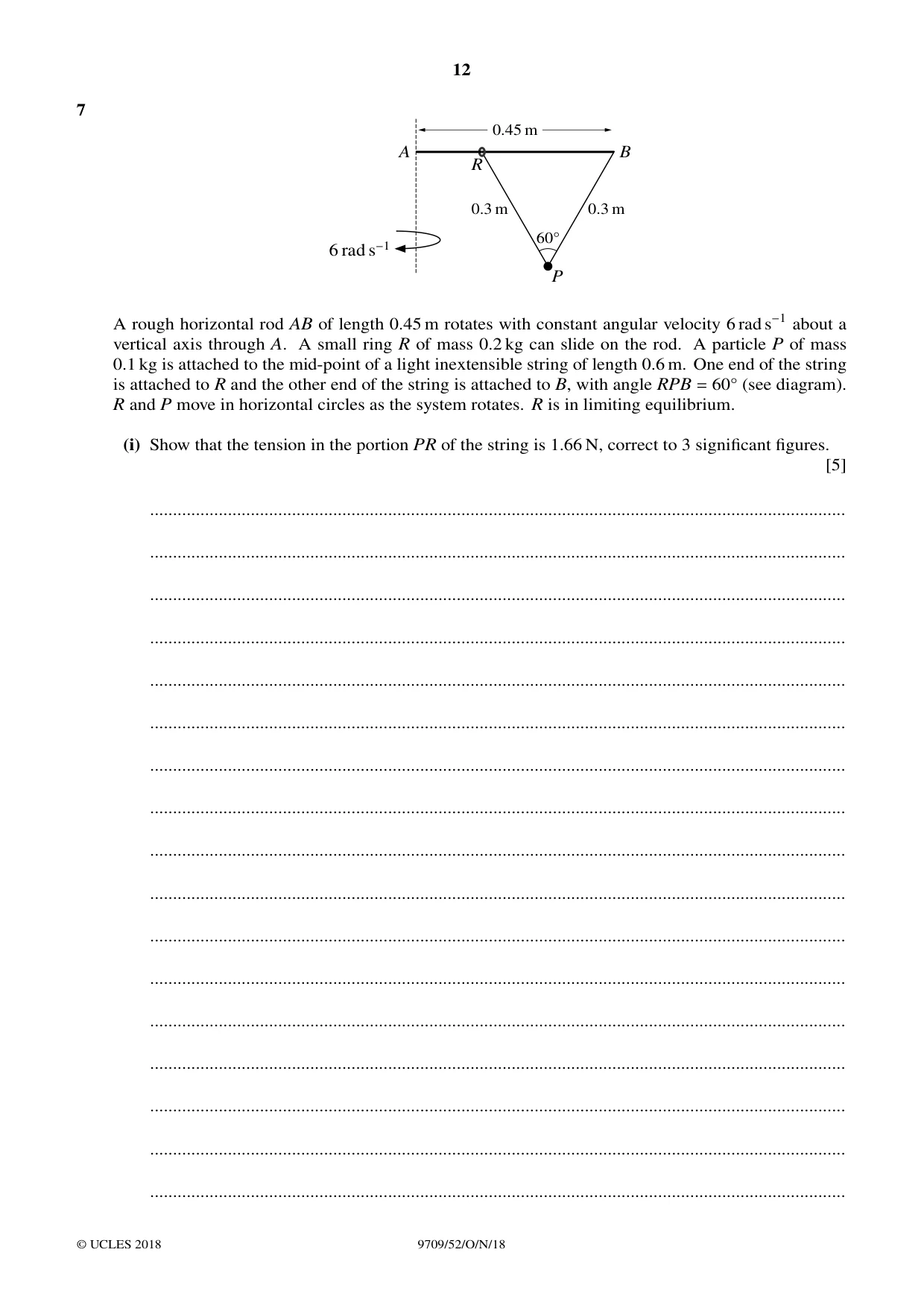 Cambridge A Level Mathematics 9709 2018 Oct/Nov Paper 5 · Variant 2 question paper, page 12 of 16