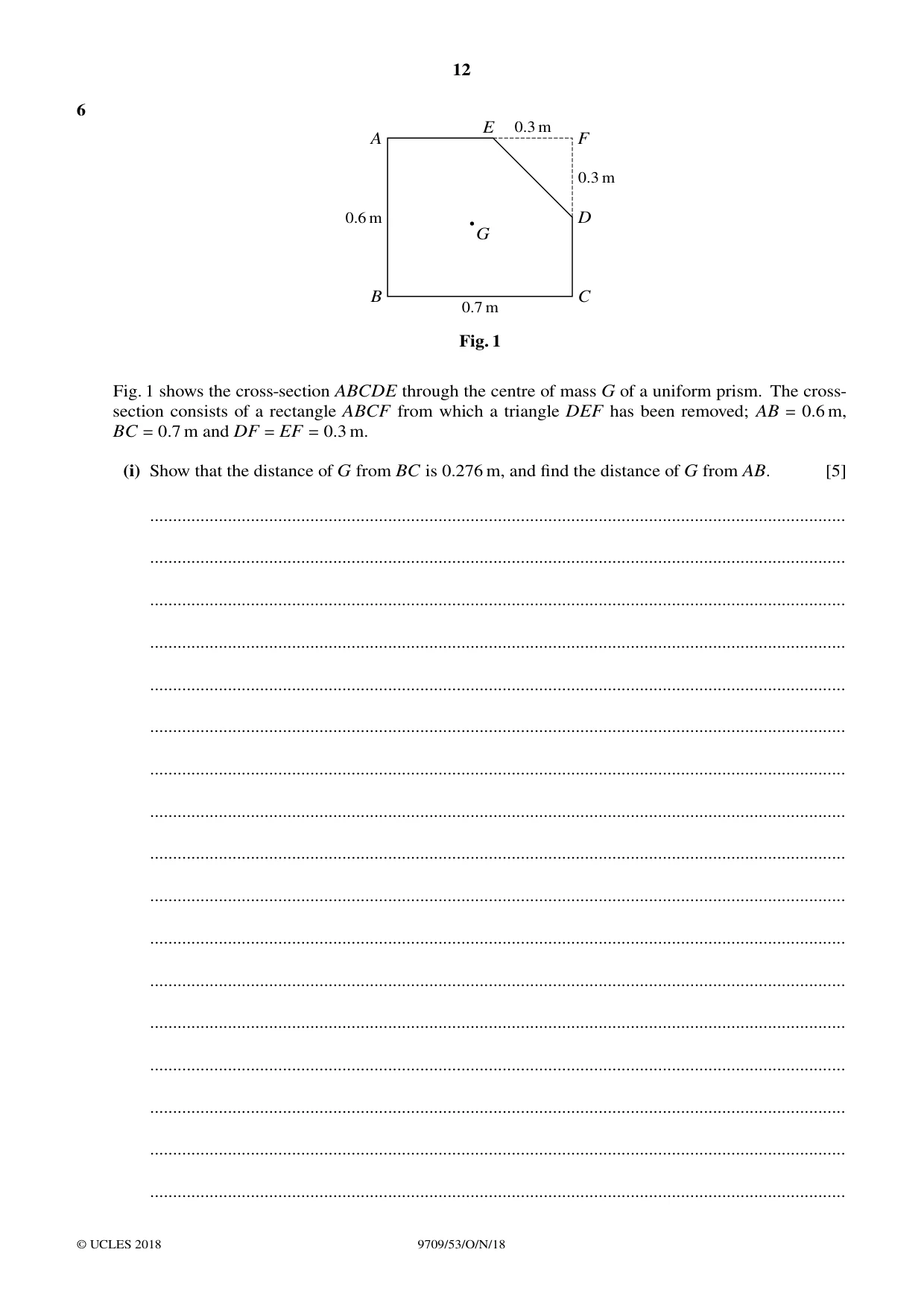 Cambridge A Level Mathematics 9709 2018 Oct/Nov Paper 5 · Variant 3 question paper, page 12 of 16