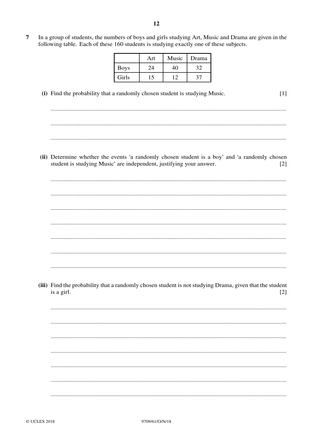Cambridge A Level Mathematics 9709 2018 Oct/Nov Paper 6 · Variant 1 question paper, page 12 of 16