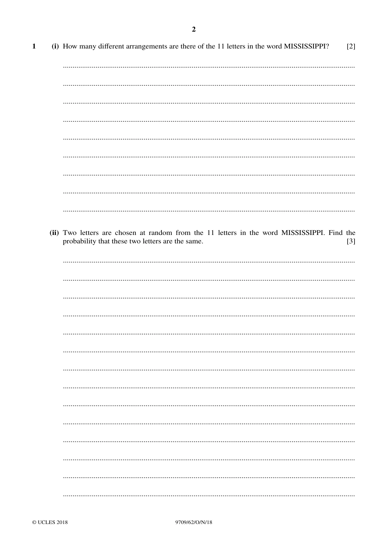 Cambridge A Level Mathematics 9709 2018 Oct/Nov Paper 6 · Variant 2 question paper, page 2 of 16