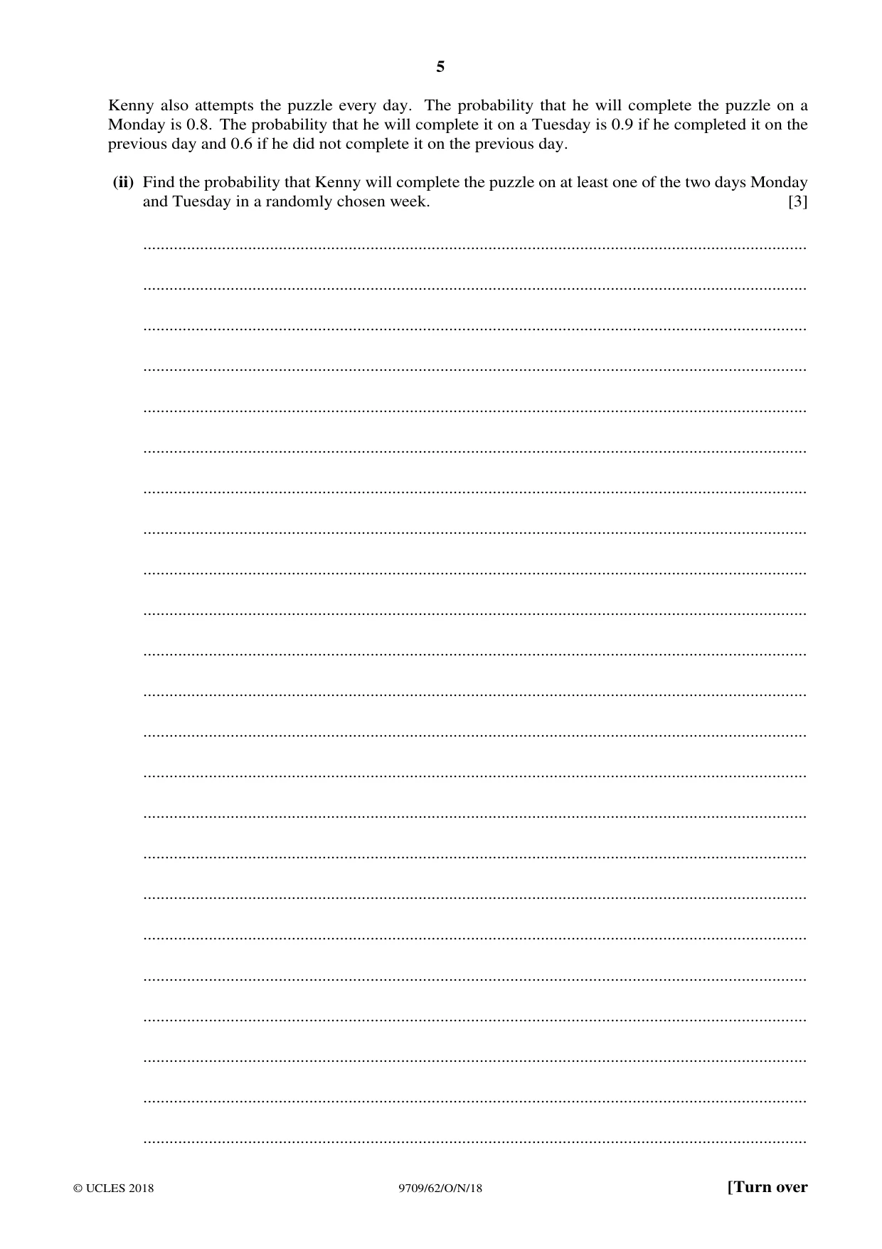 Cambridge A Level Mathematics 9709 2018 Oct/Nov Paper 6 · Variant 2 question paper, page 5 of 16