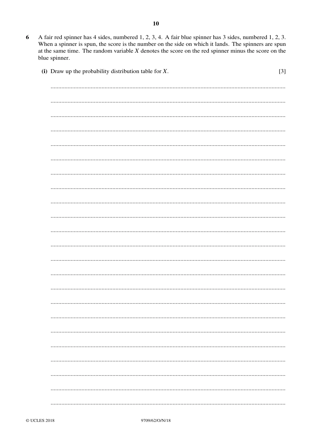 Cambridge A Level Mathematics 9709 2018 Oct/Nov Paper 6 · Variant 2 question paper, page 10 of 16