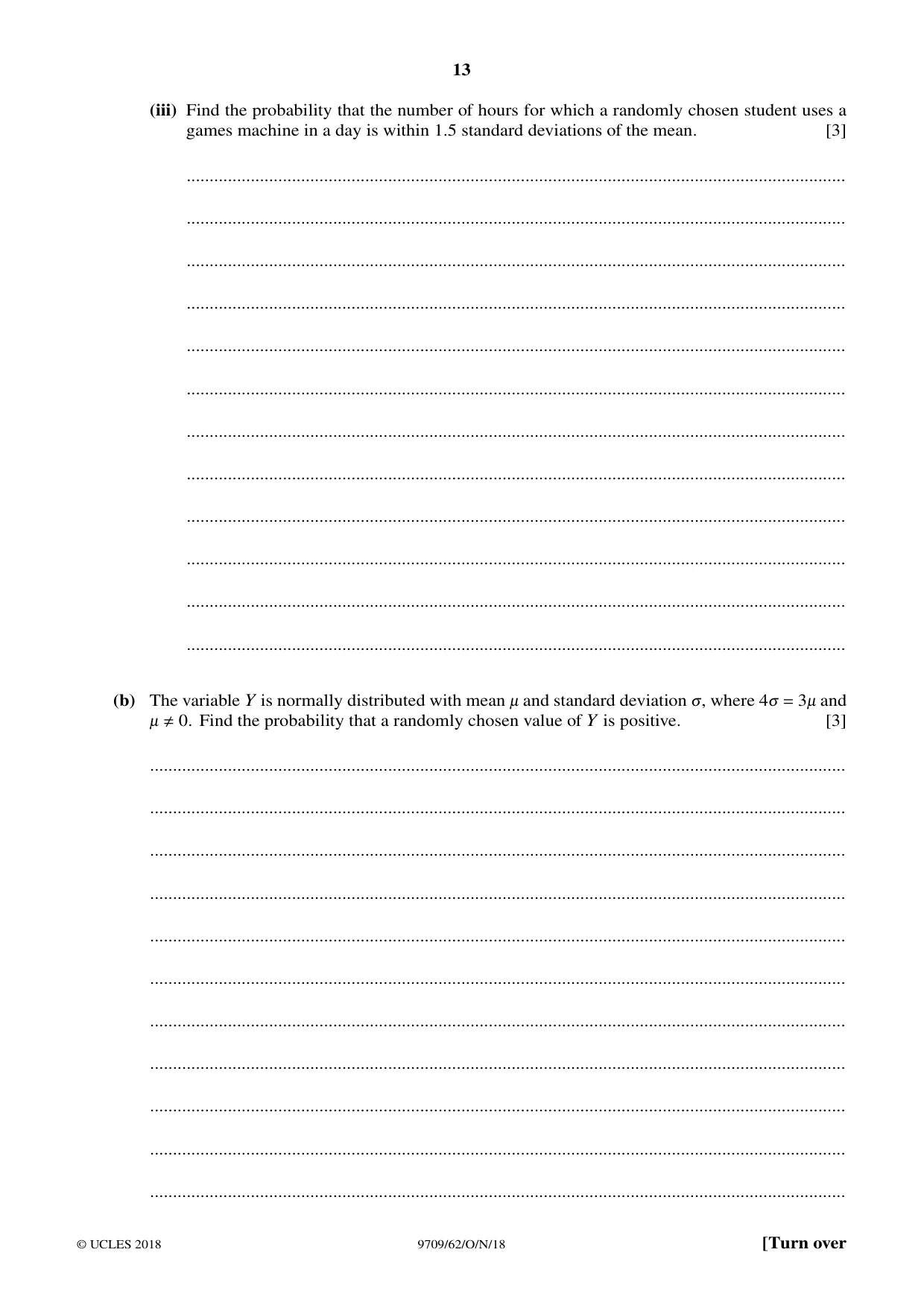 Cambridge A Level Mathematics 9709 2018 Oct/Nov Paper 6 · Variant 2 question paper, page 13 of 16