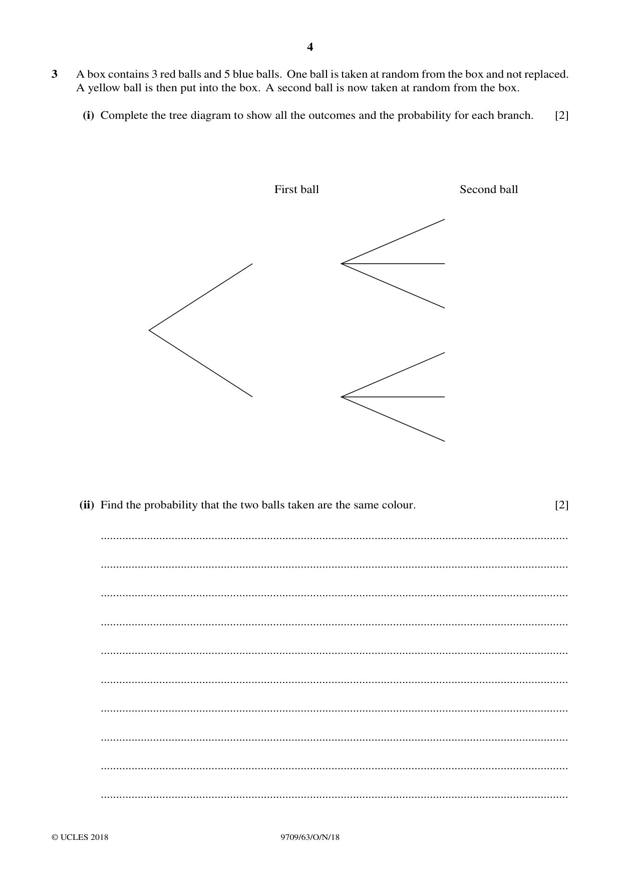 Cambridge A Level Mathematics 9709 2018 Oct/Nov Paper 6 · Variant 3 question paper, page 4 of 16