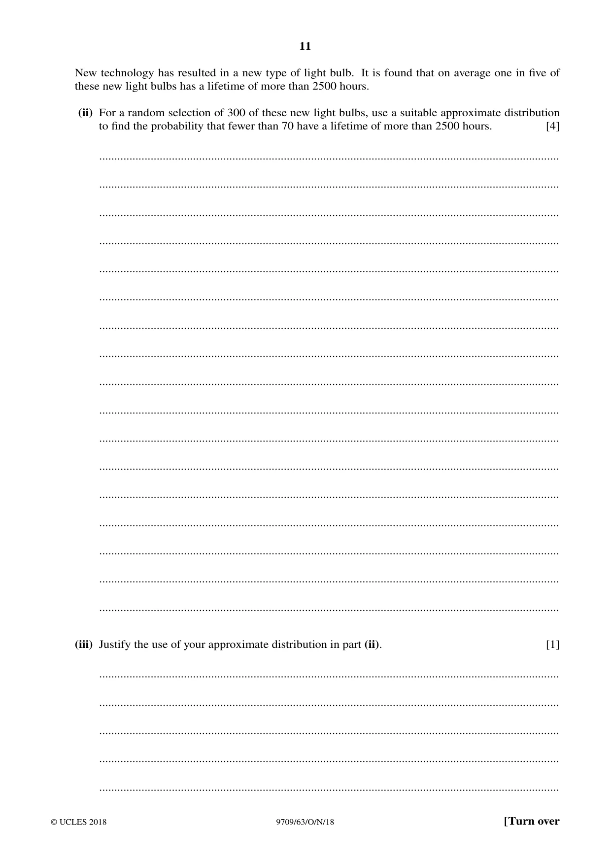 Cambridge A Level Mathematics 9709 2018 Oct/Nov Paper 6 · Variant 3 question paper, page 11 of 16