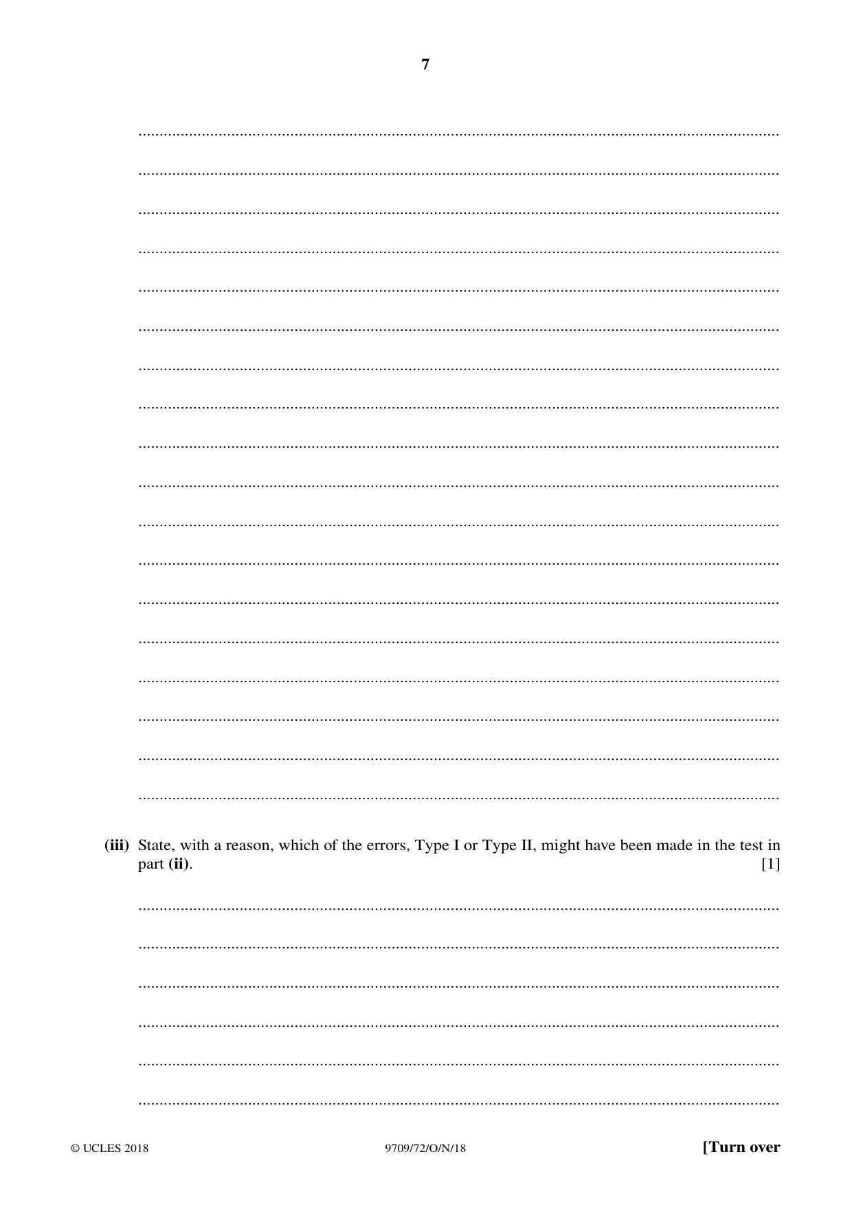 Cambridge A Level Mathematics 9709 2018 Oct/Nov Paper 7 · Variant 2 question paper, page 7 of 12
