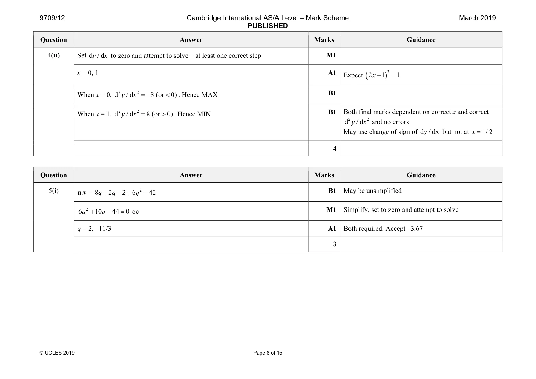 Mark scheme, page 8 of 15