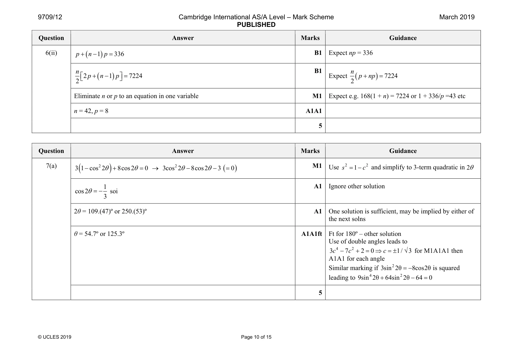 Mark scheme, page 10 of 15