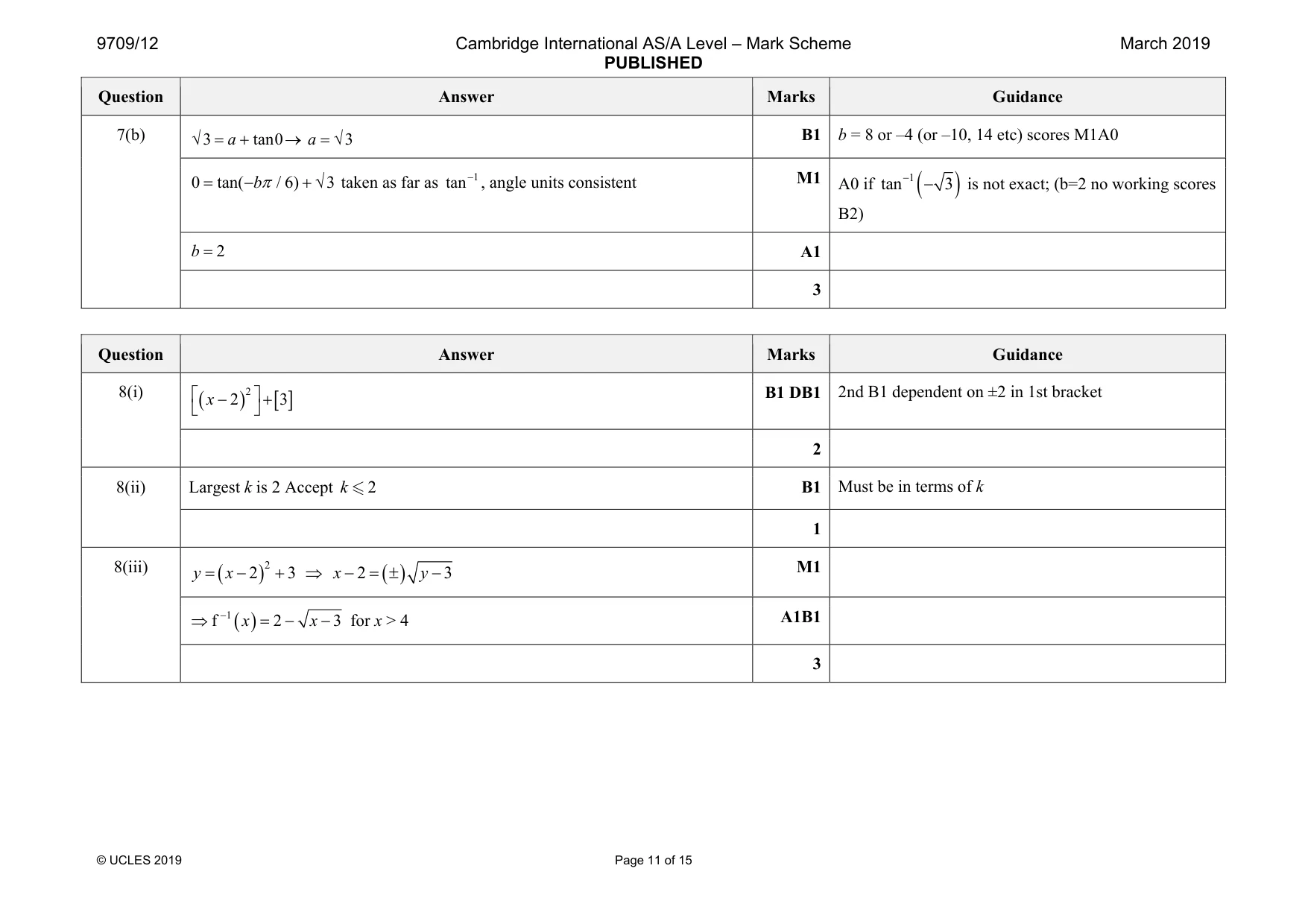 Mark scheme, page 11 of 15