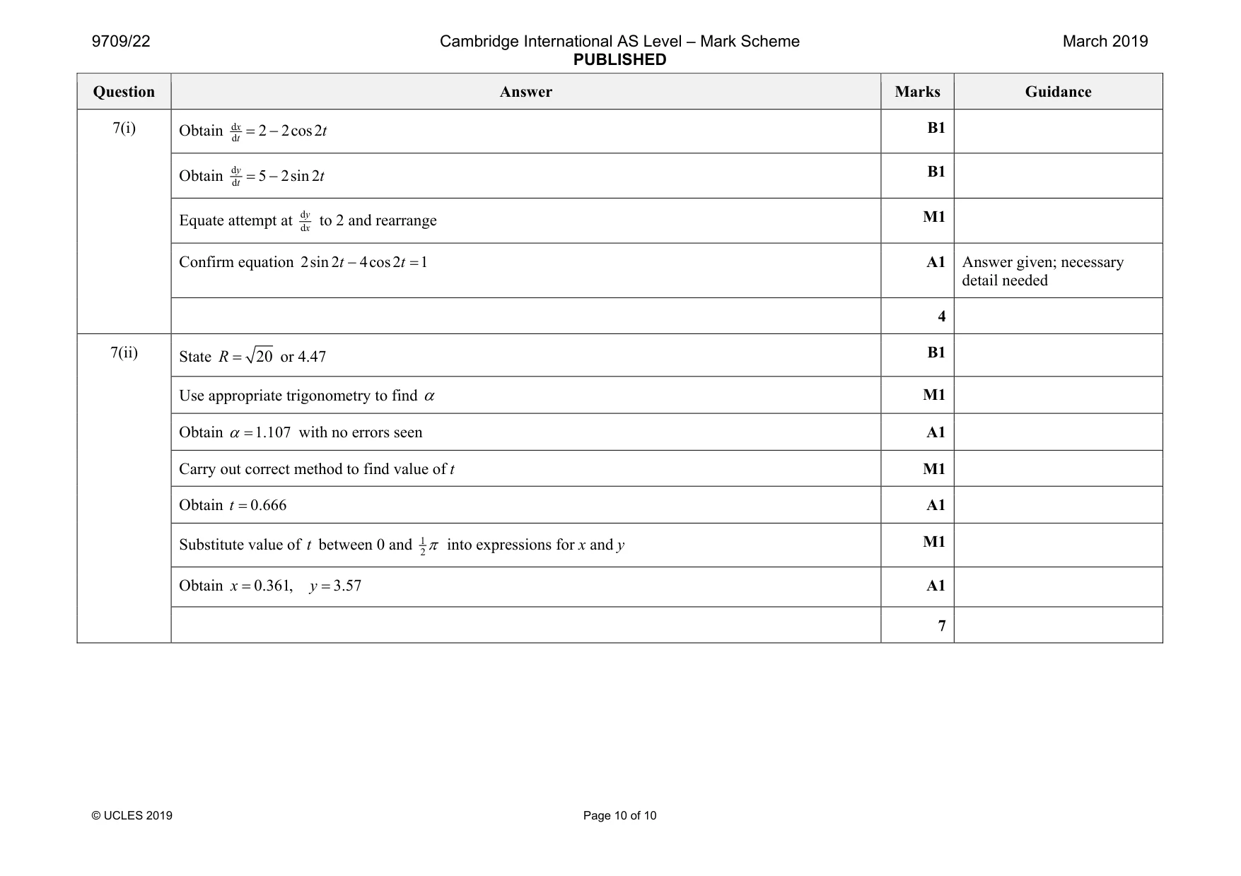 Mark scheme, page 10 of 10