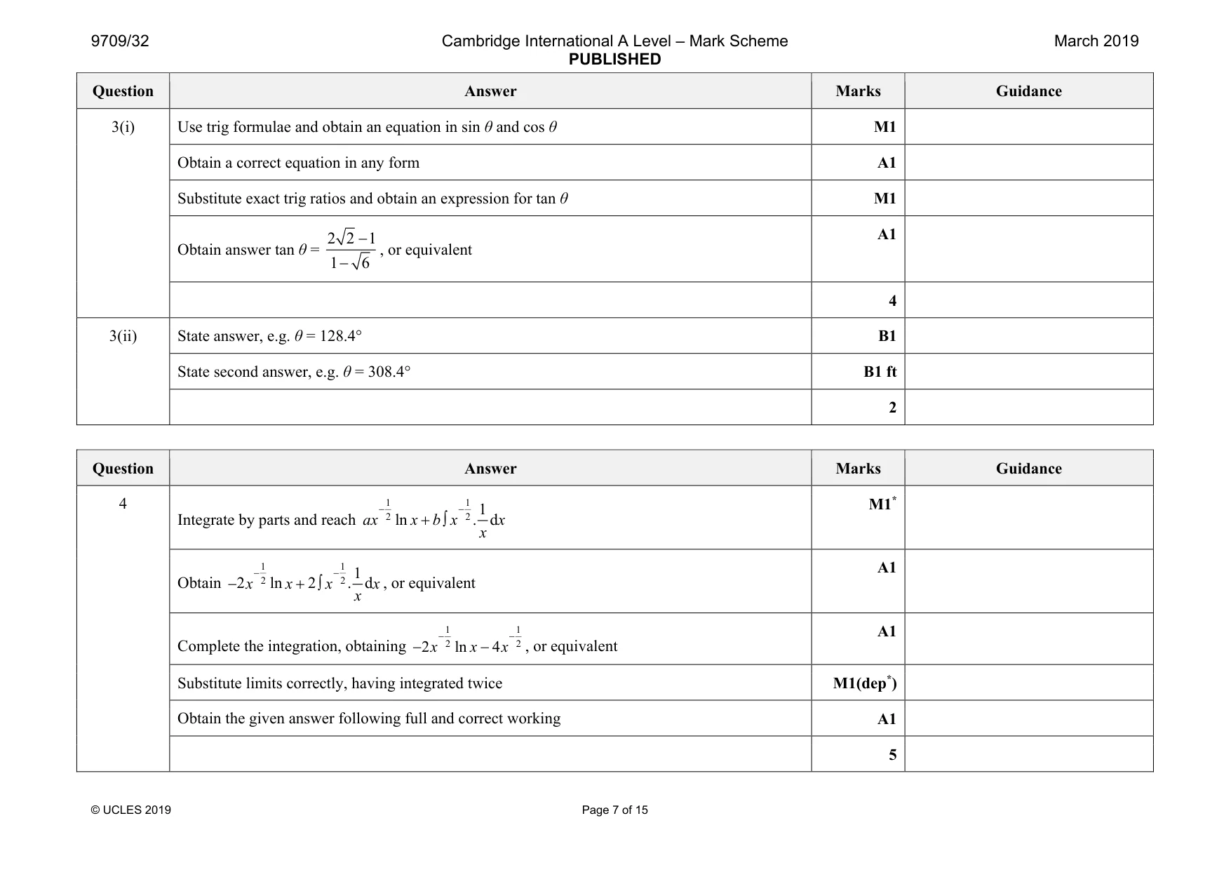 Mark scheme, page 7 of 15