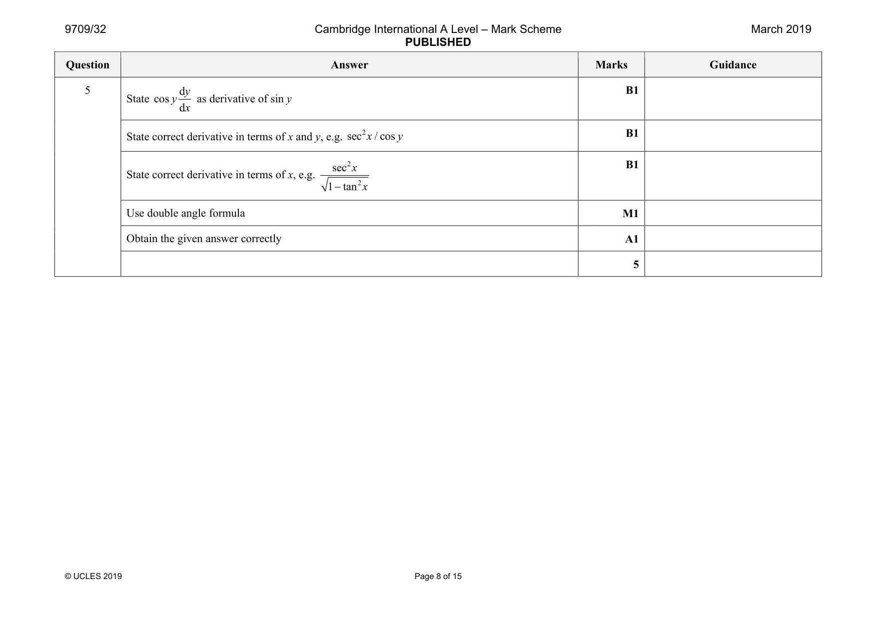 Mark scheme, page 8 of 15