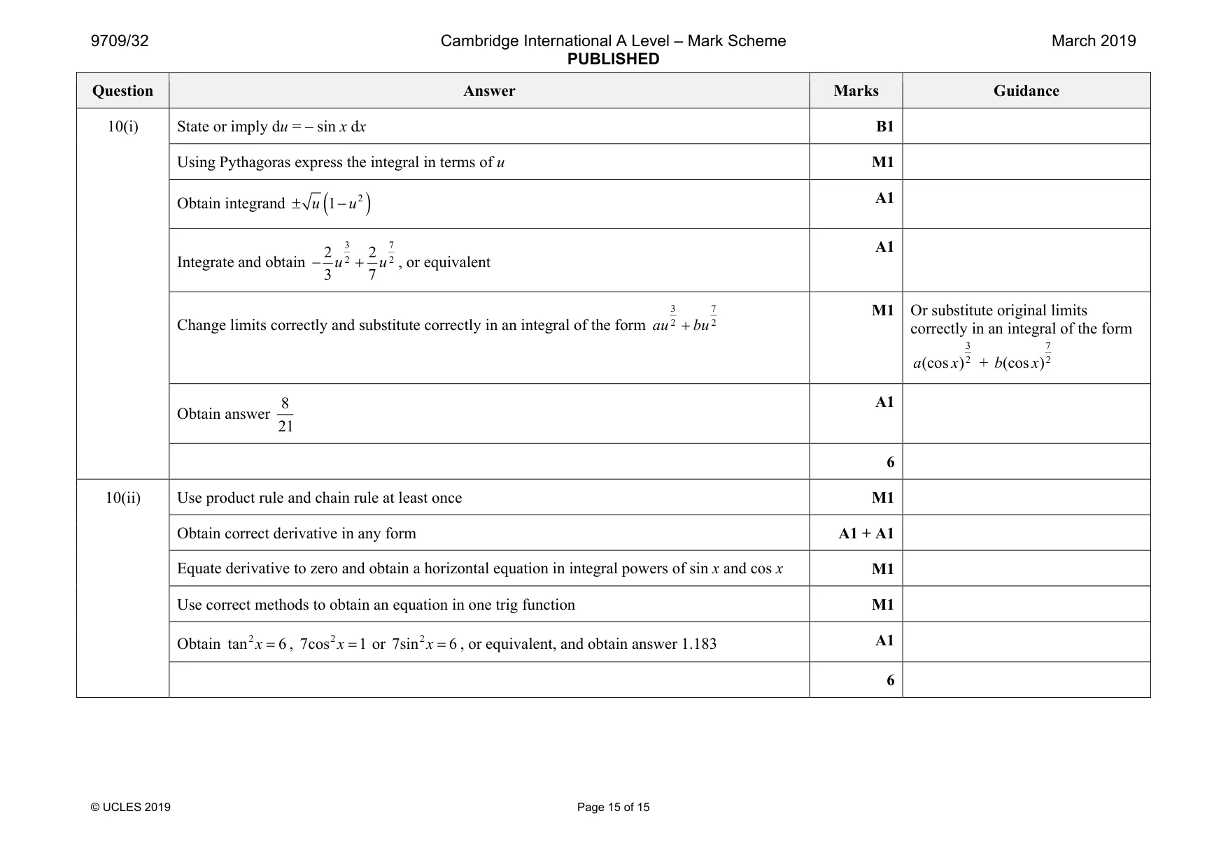 Mark scheme, page 15 of 15