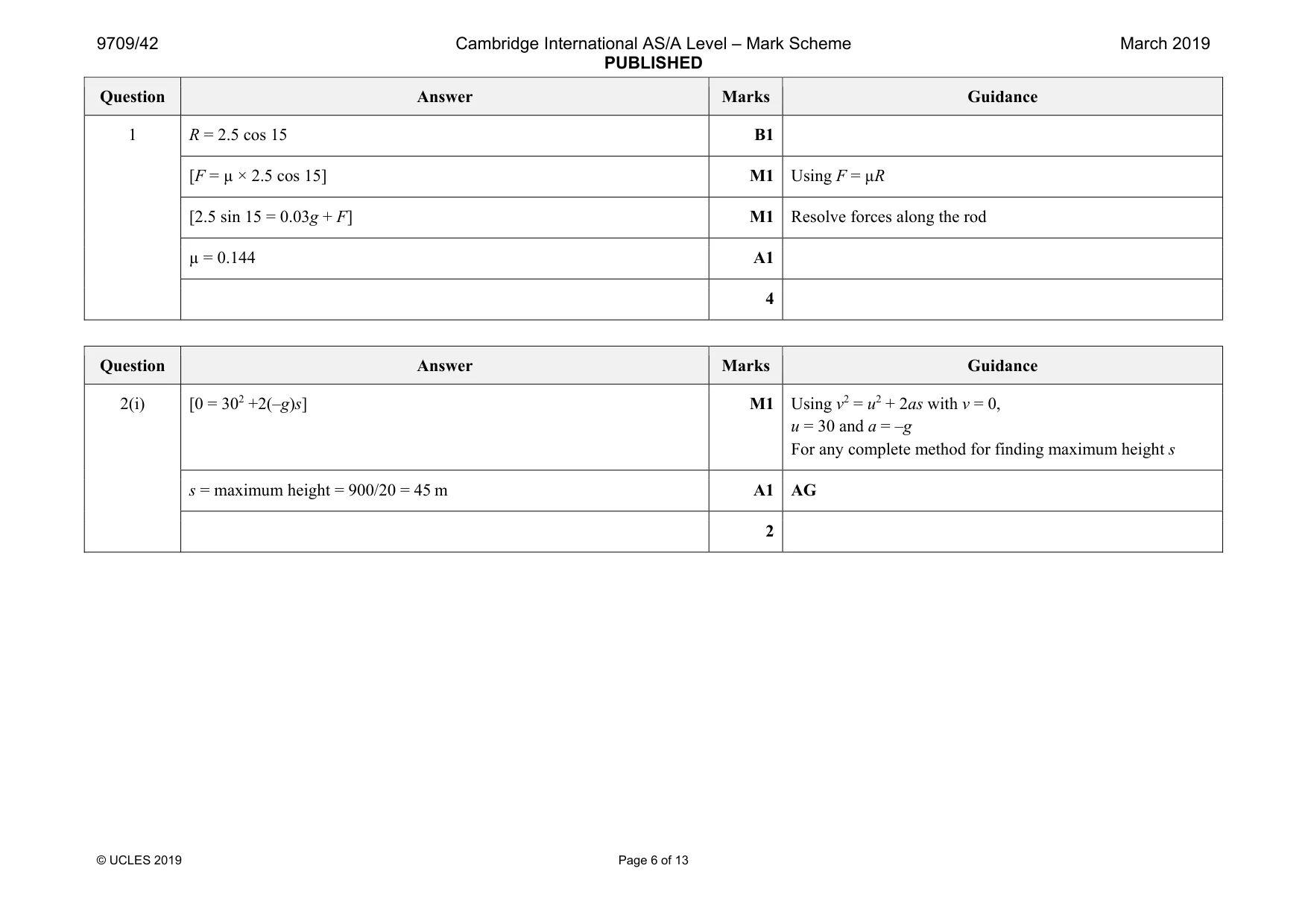 Mark scheme, page 6 of 13