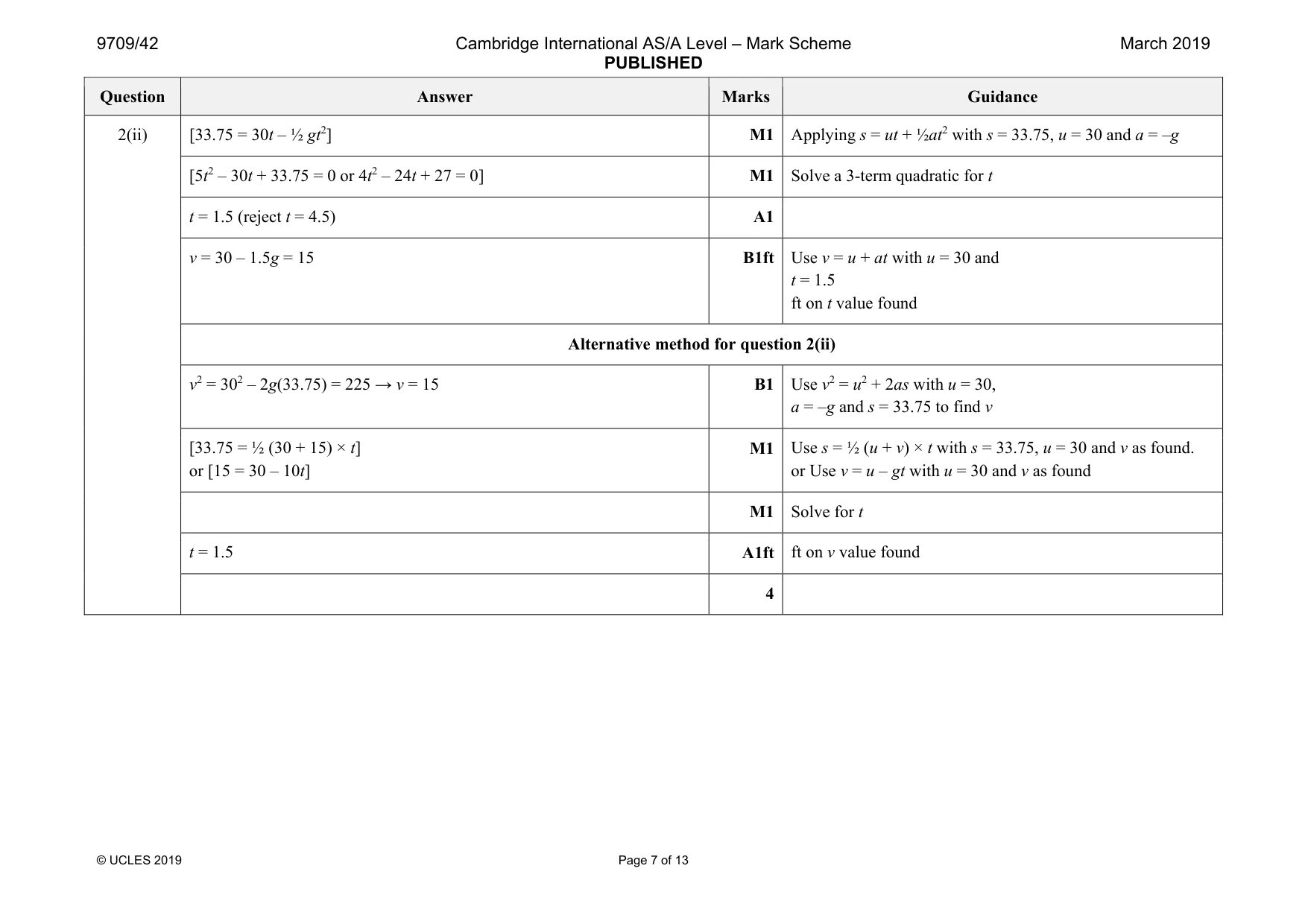 Mark scheme, page 7 of 13