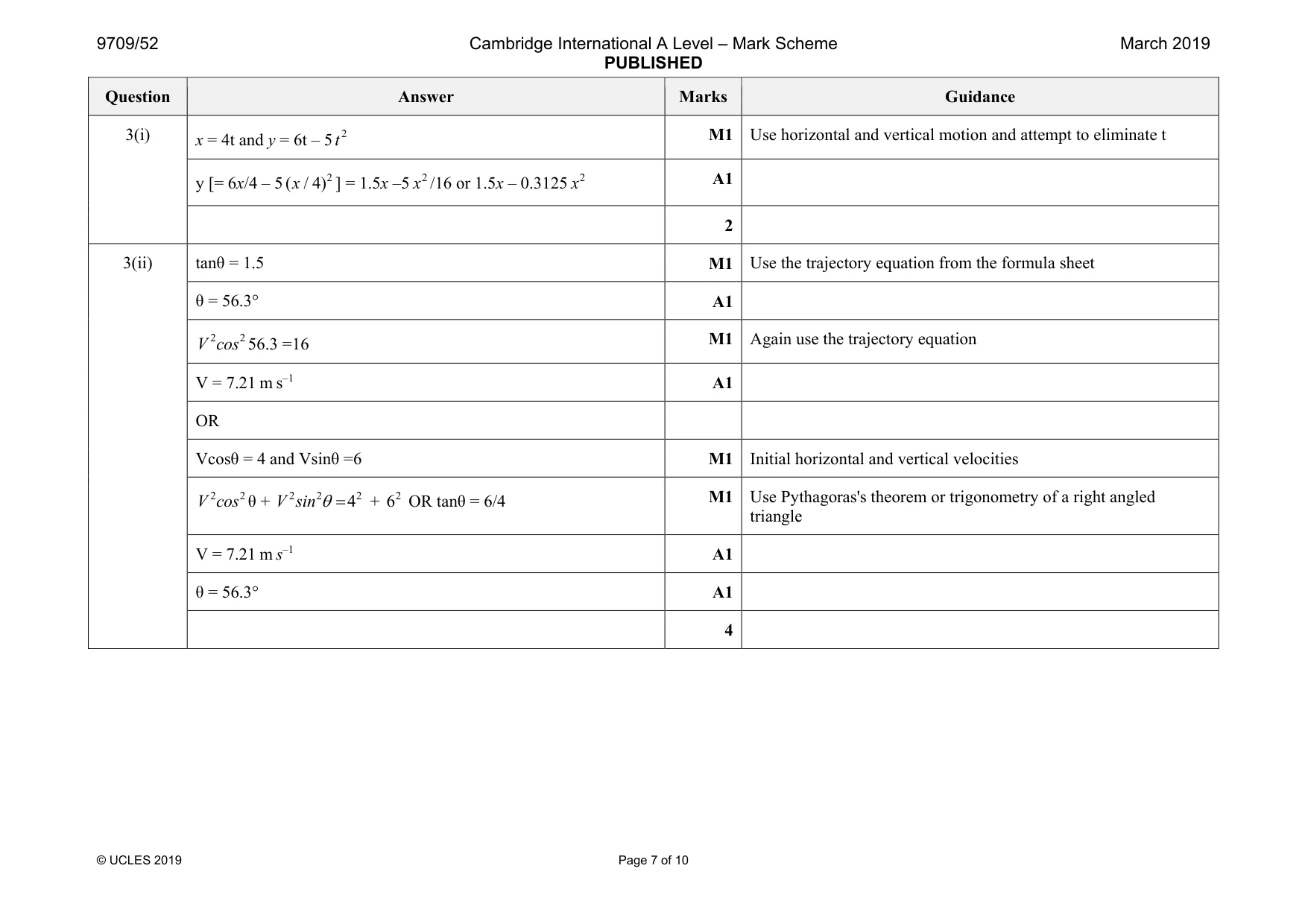 Mark scheme, page 7 of 10