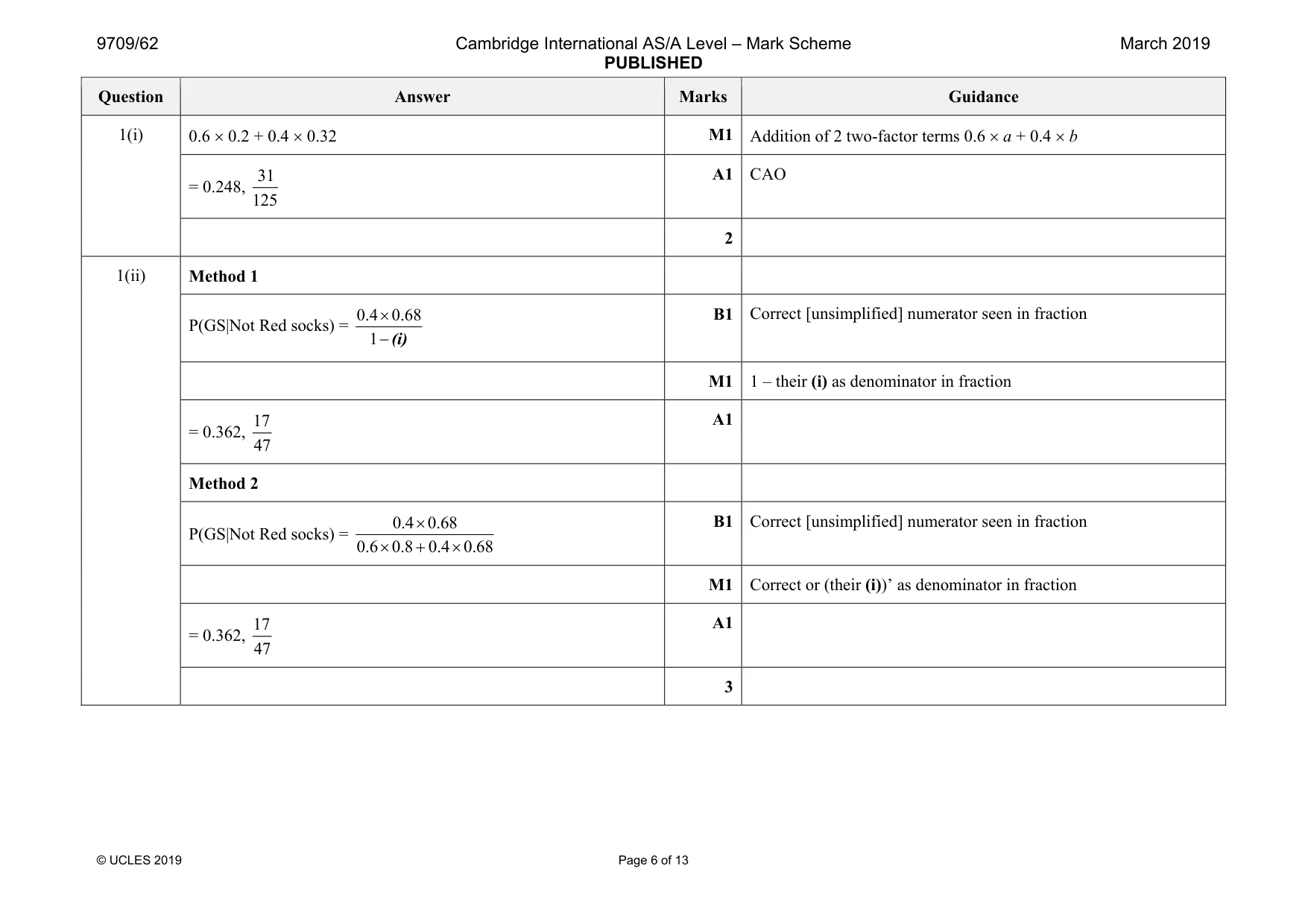 Mark scheme, page 6 of 13