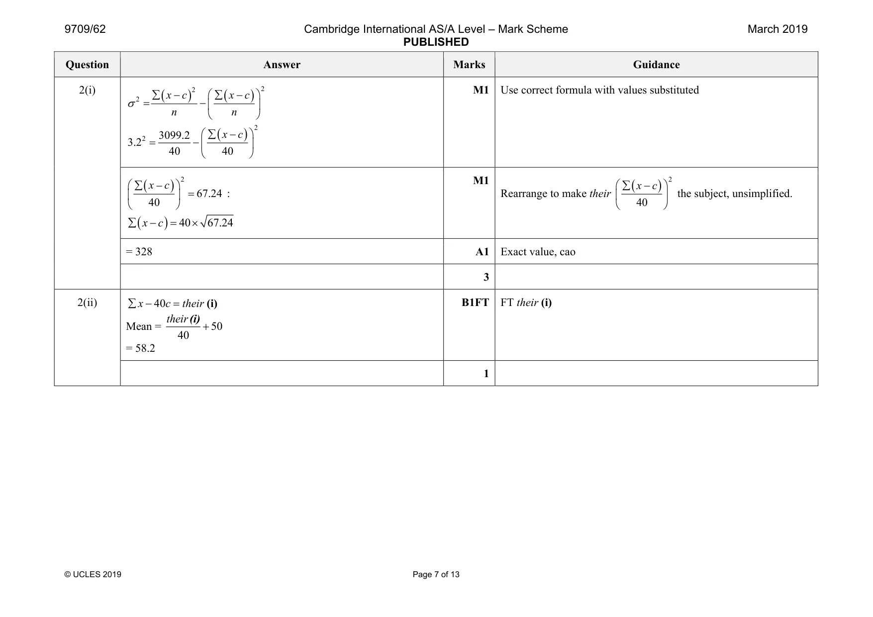Mark scheme, page 7 of 13