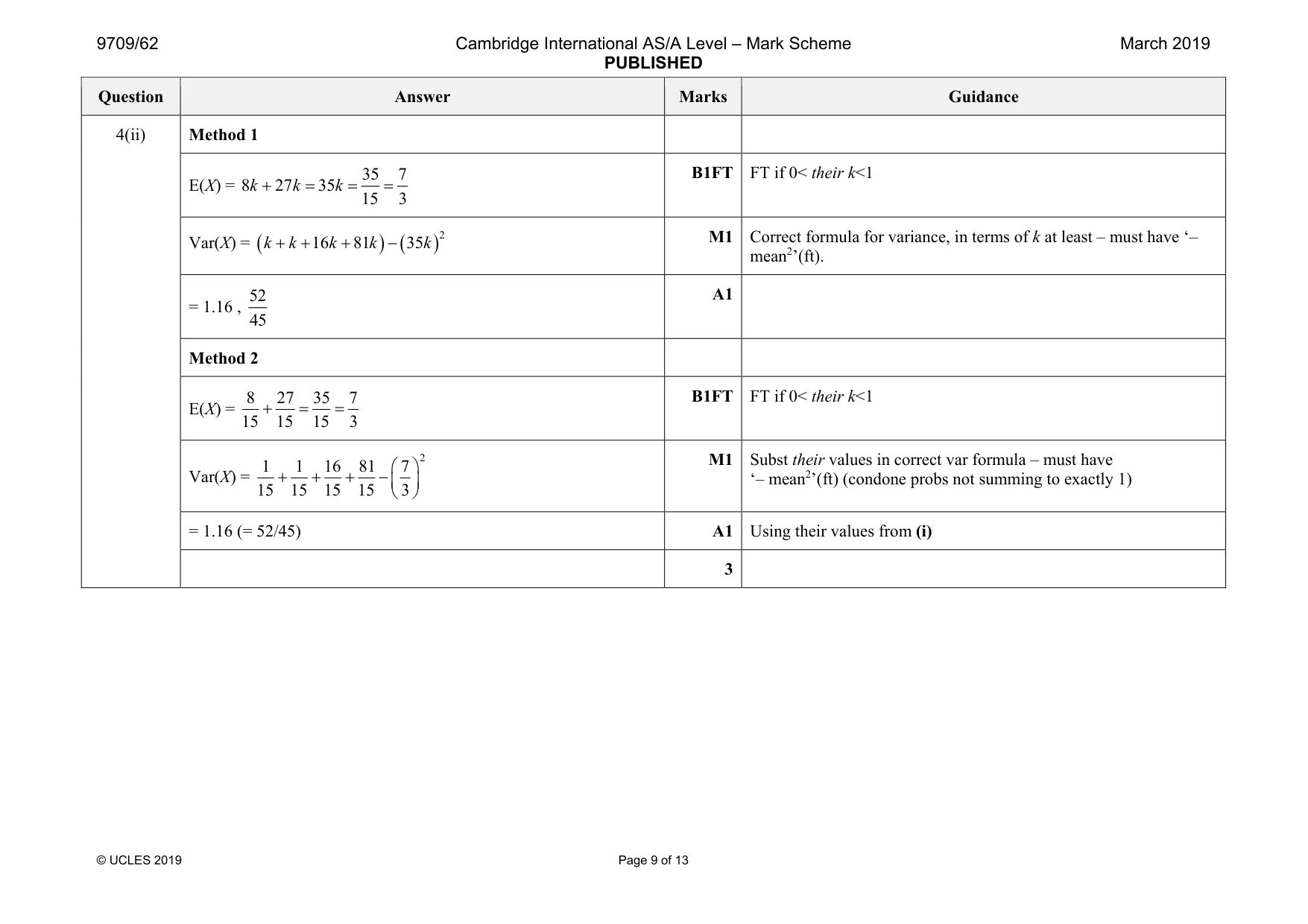 Mark scheme, page 9 of 13
