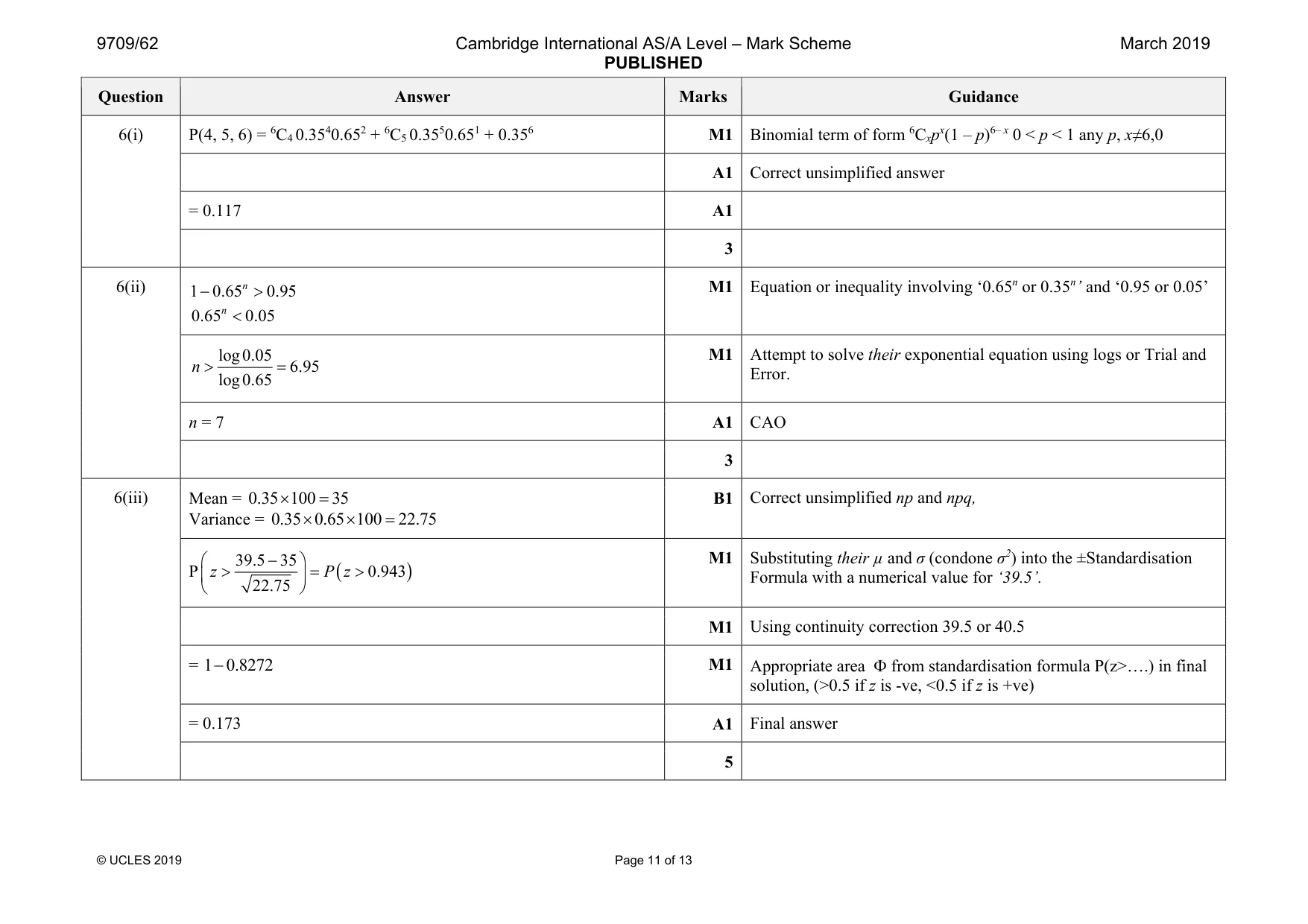 Mark scheme, page 11 of 13