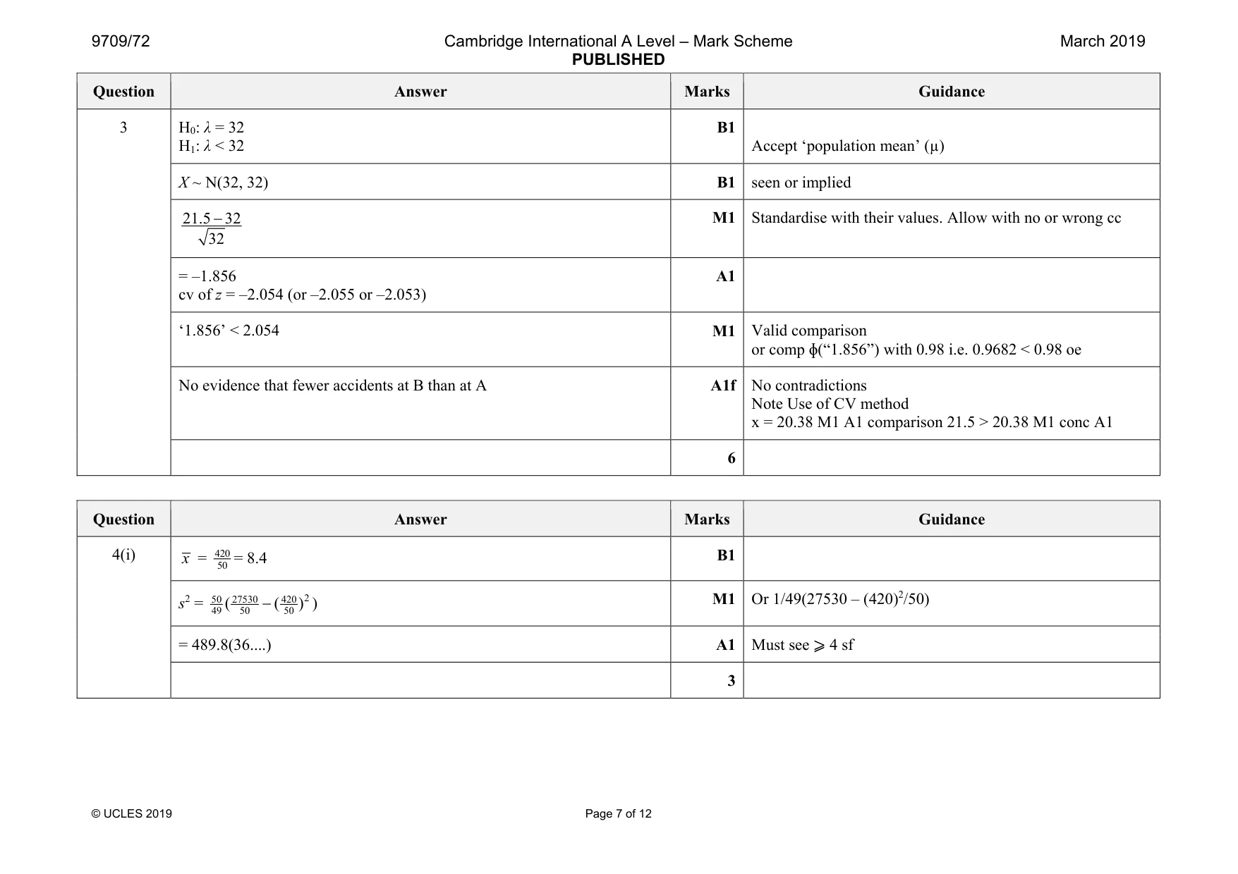 Mark scheme, page 7 of 12