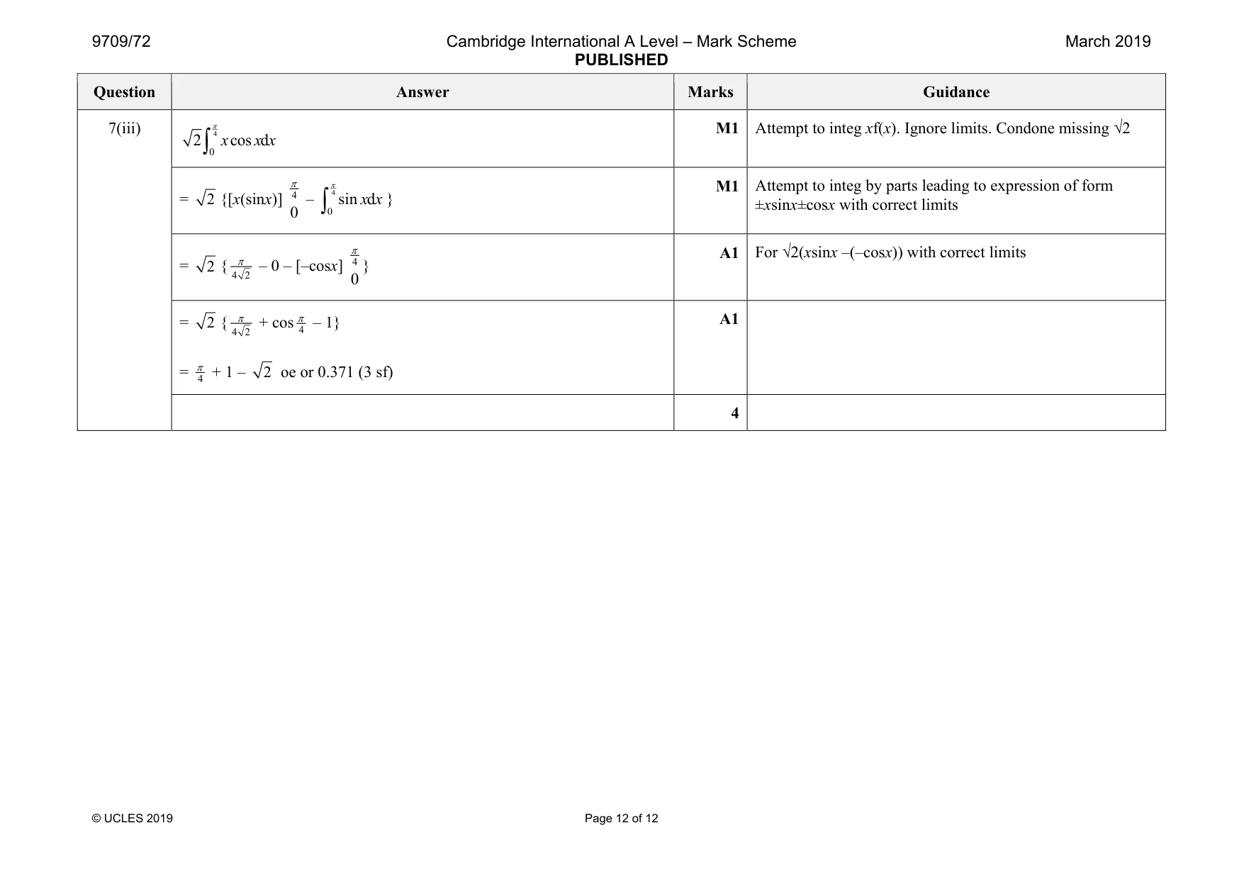 Mark scheme, page 12 of 12