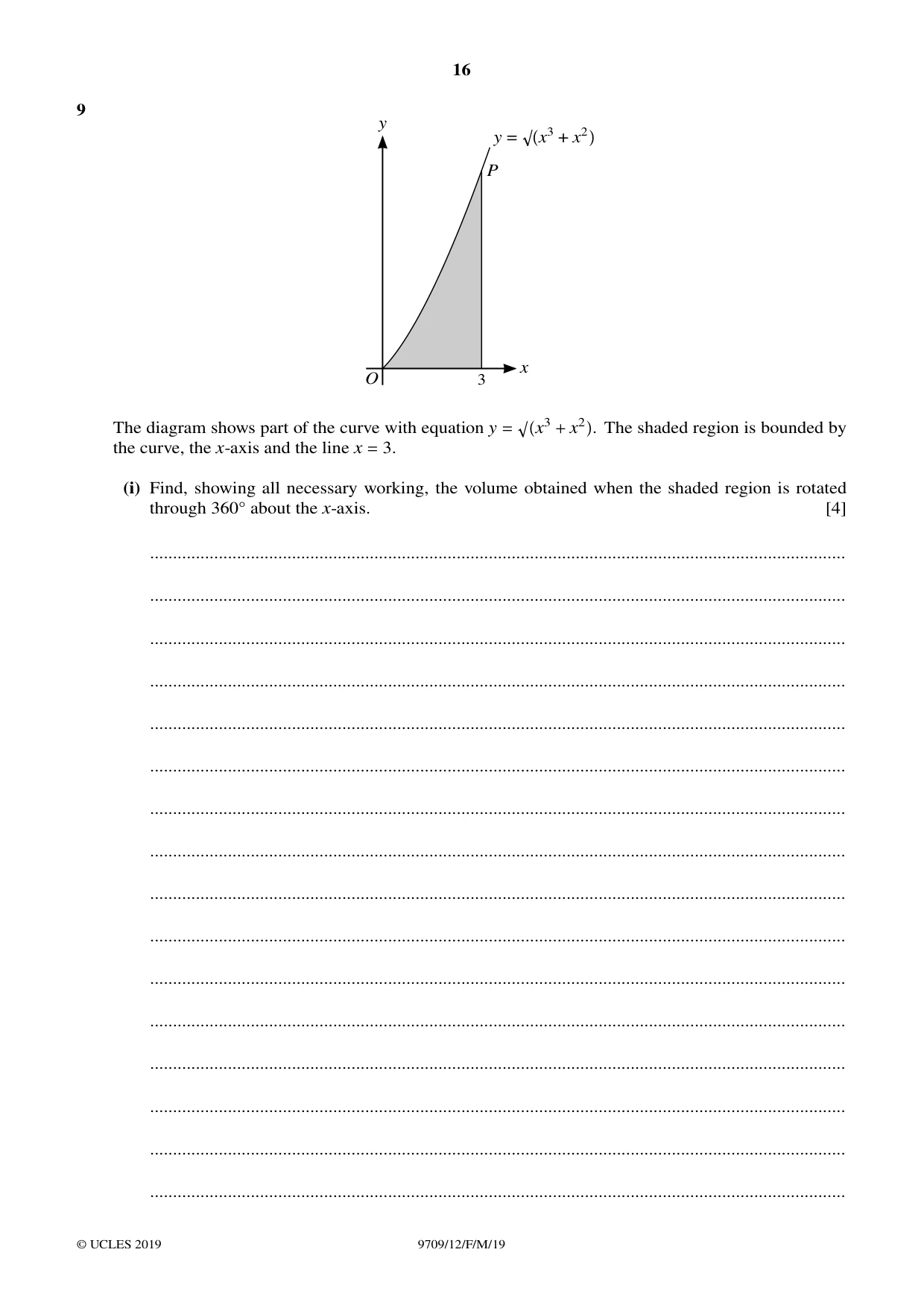 Cambridge A Level Mathematics 9709 2019 Feb/March Paper 1 · Variant 2 question paper, page 16 of 20