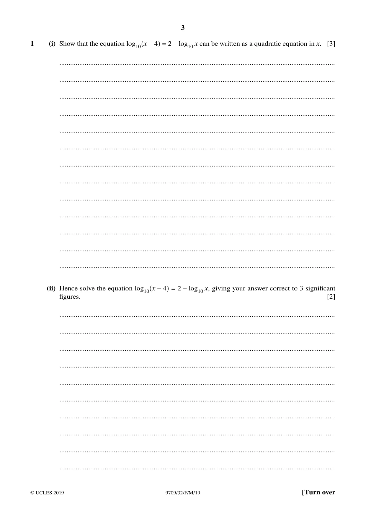 Cambridge A Level Mathematics 9709 2019 Feb/March Paper 3 · Variant 2 question paper, page 3 of 20