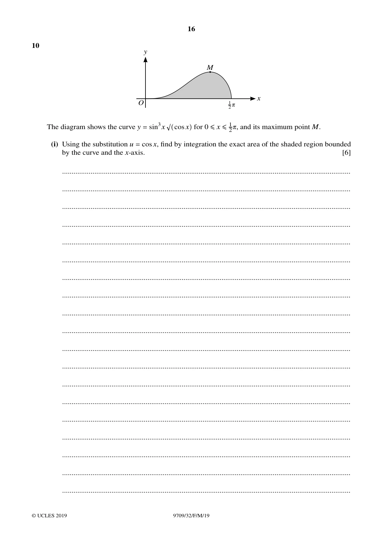Cambridge A Level Mathematics 9709 2019 Feb/March Paper 3 · Variant 2 question paper, page 16 of 20